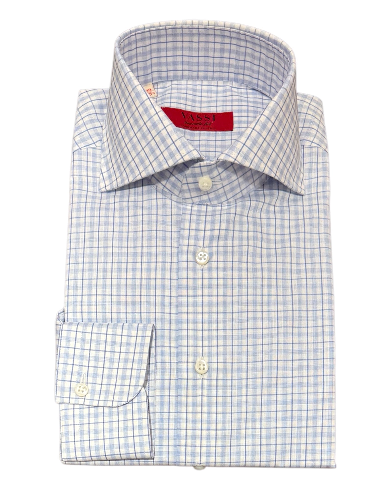 Handmade Blue Check Cotton Dress Shirt - Alumo DRESS SHIRTS39 EU