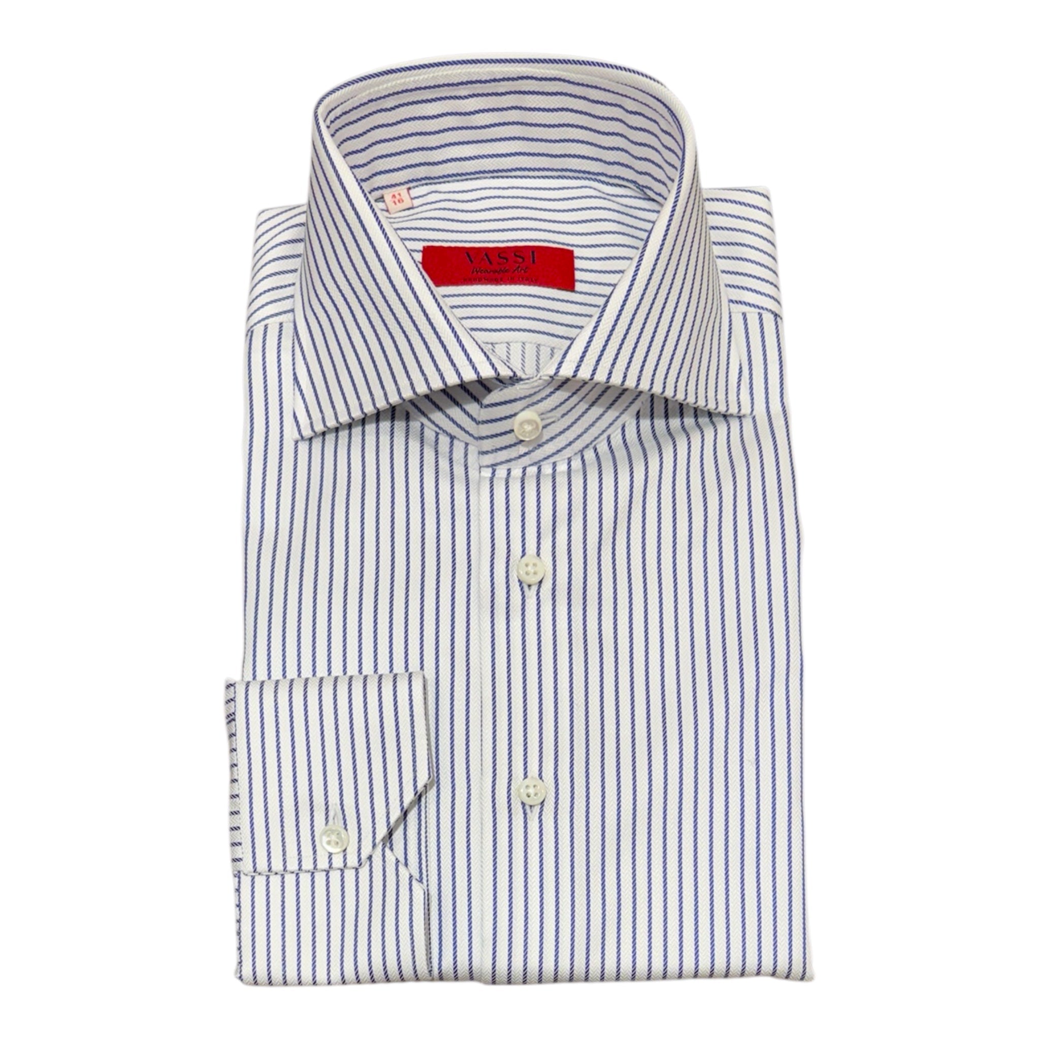Handmade Blue Striped Twill Cotton Dress Shirt DRESS SHIRTS39 EU