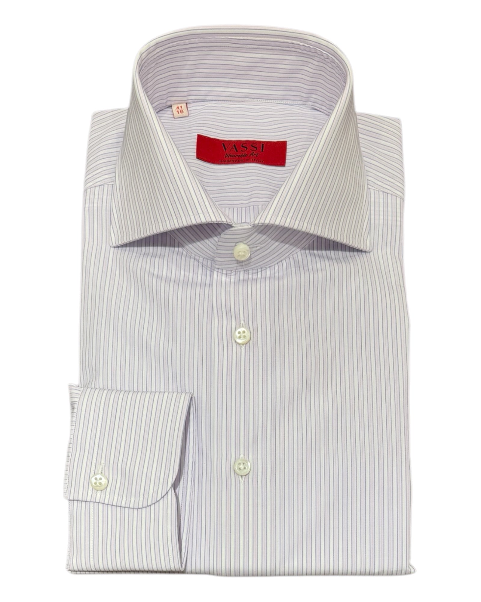 Handmade Cotton Dress Shirt - Pink/Blue Stripe DRESS SHIRTS41 EU