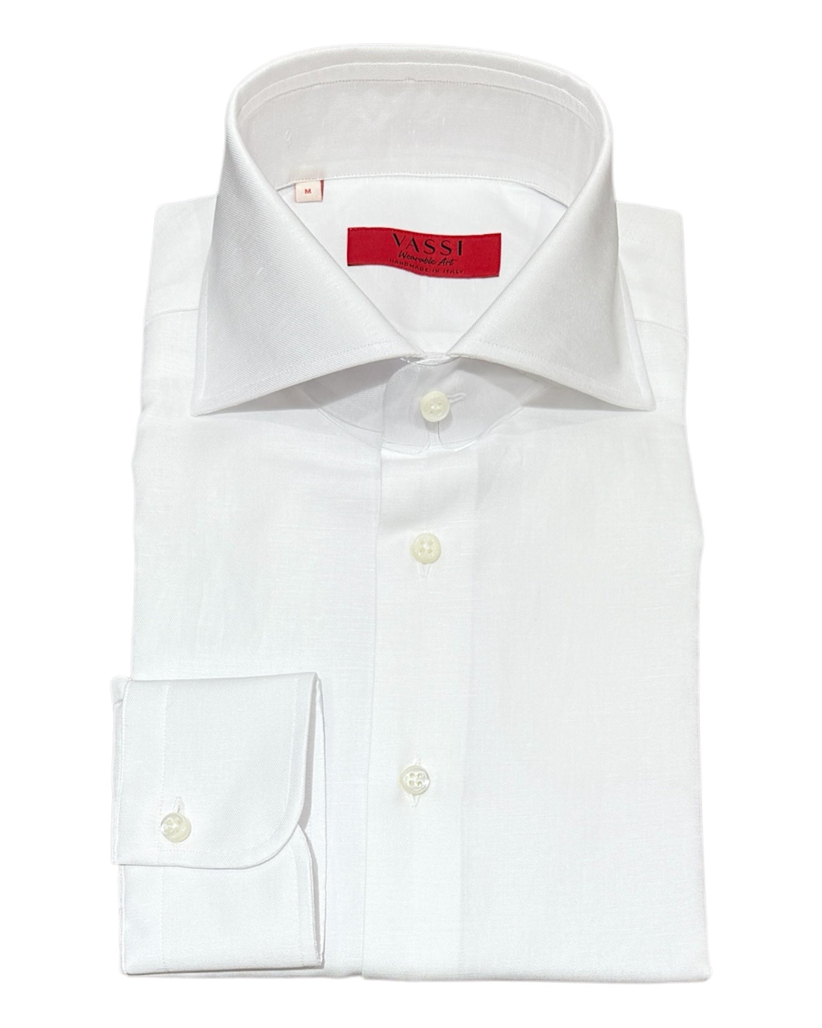 Handmade Linen &amp; Cotton Shirt - White SPORT SHIRTSM