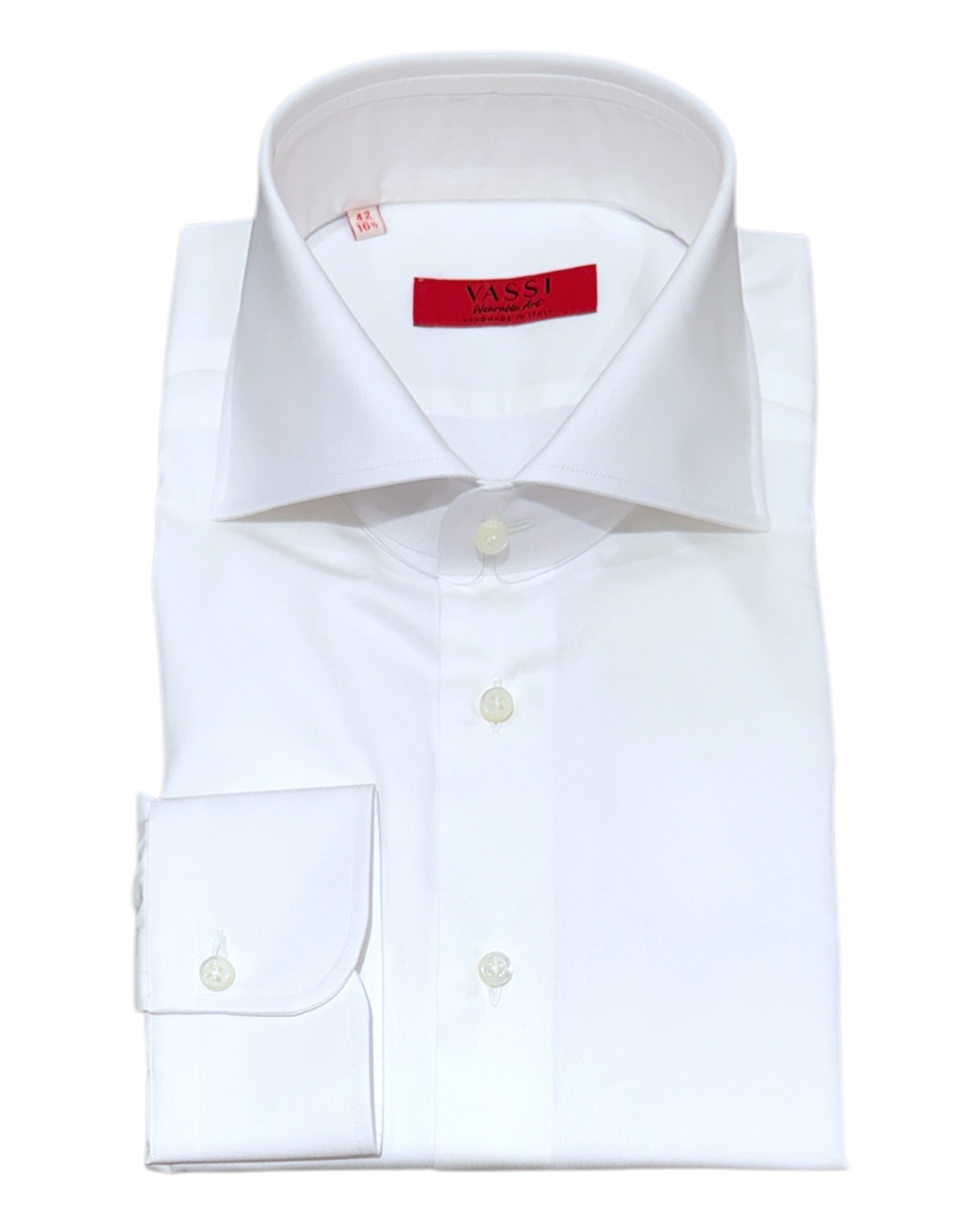 Handmade White Cotton Dress Shirt - TWILL 100/2PLY DRESS SHIRTS41 EU