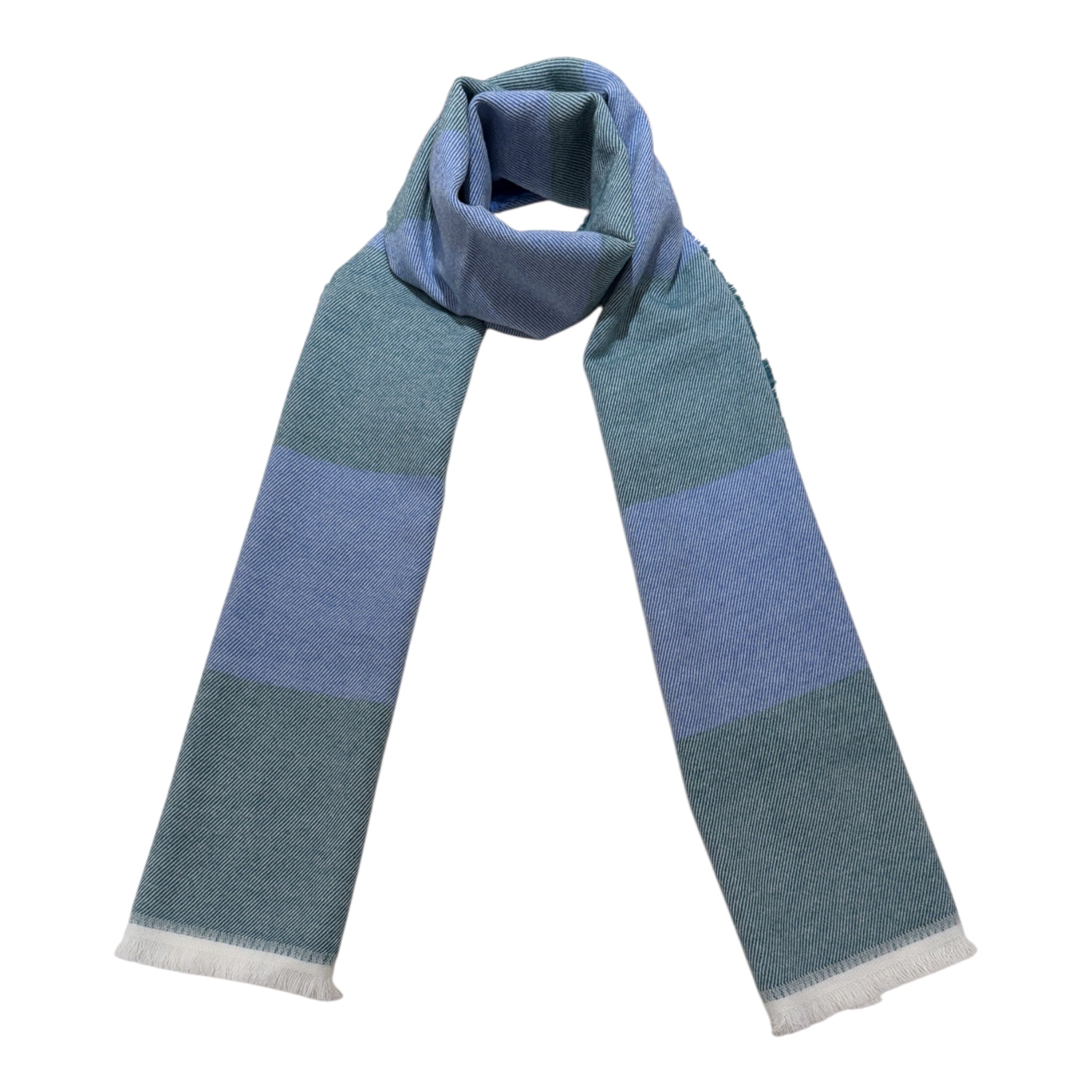 Horizontal Stripe Wool Scarf - Green/Blue SCARVES