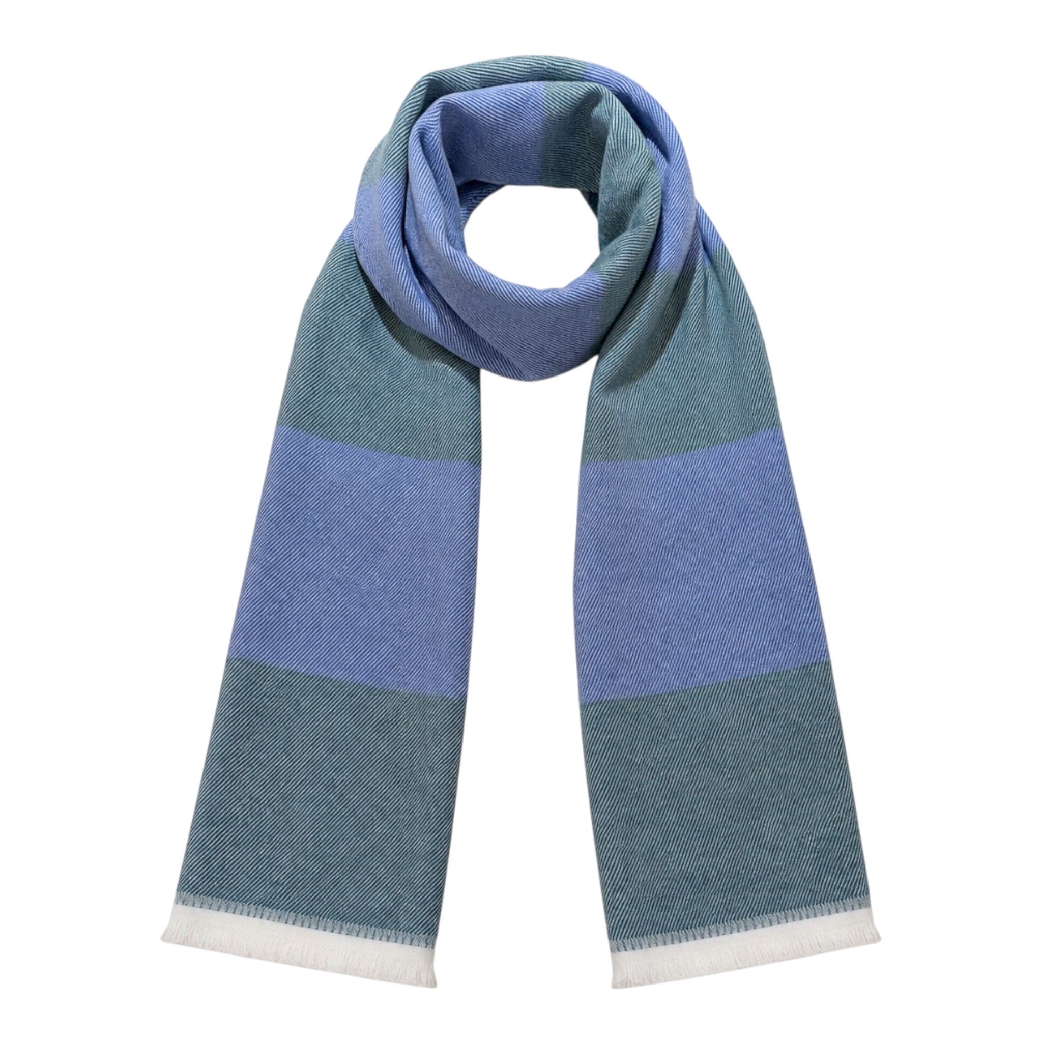 Horizontal Stripe Wool Scarf - Green/Blue SCARVES