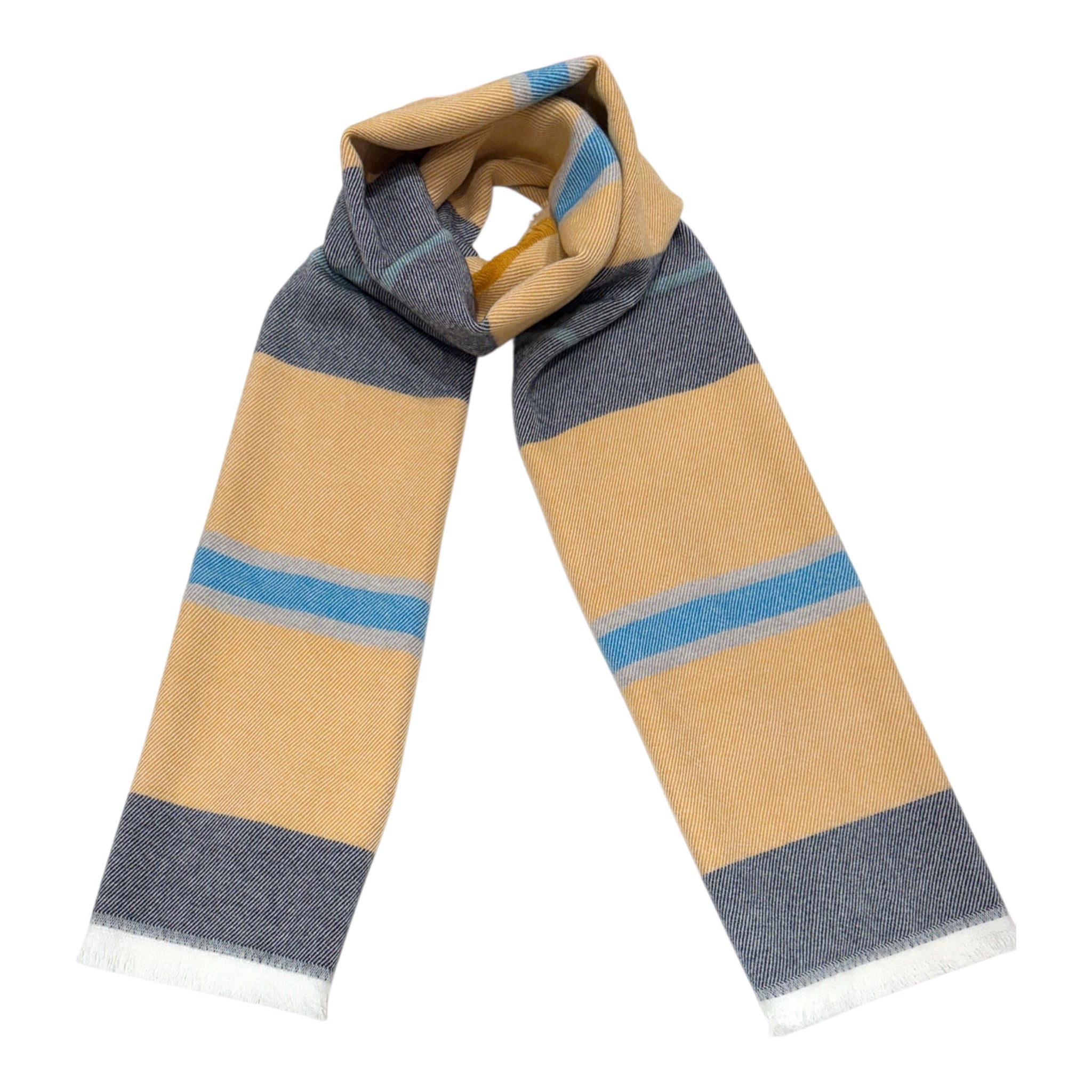 Horizontal Stripe Wool Scarf Yellow/Navy – VASSI