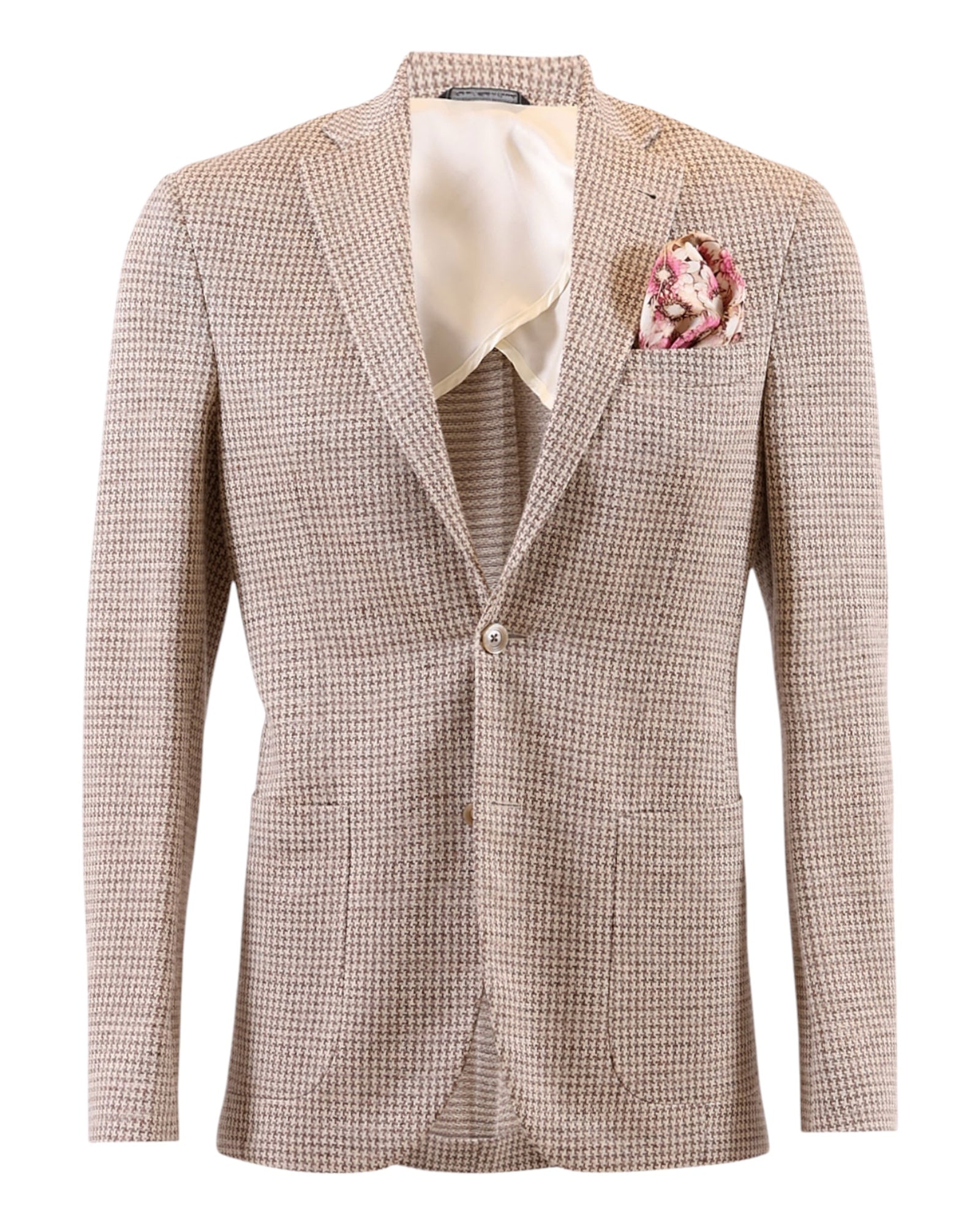 Houndstooth Linen Jacket - Brown JACKETS38R