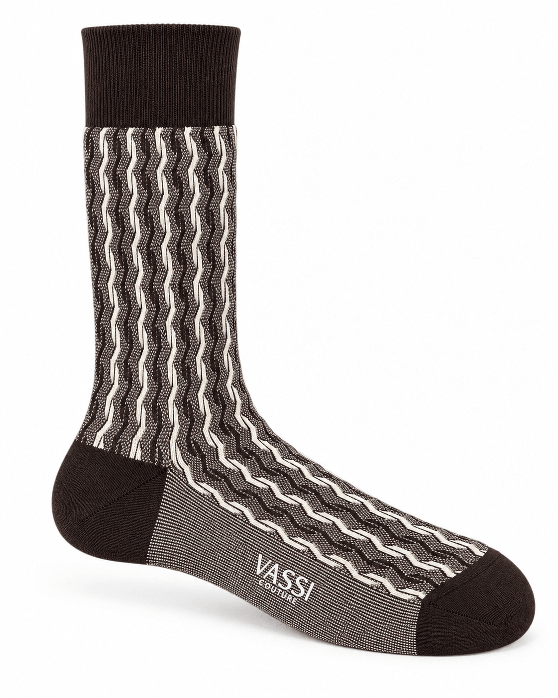 Irregular Striped Cotton Socks - Chocolate/Natural SocksOSFM