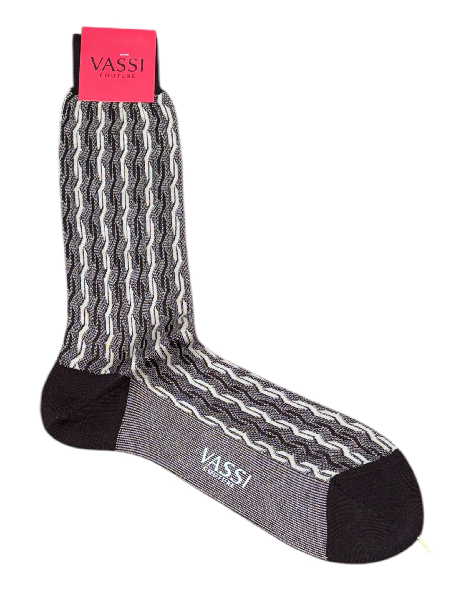 Irregular Striped Cotton Socks - Chocolate/Natural SocksM