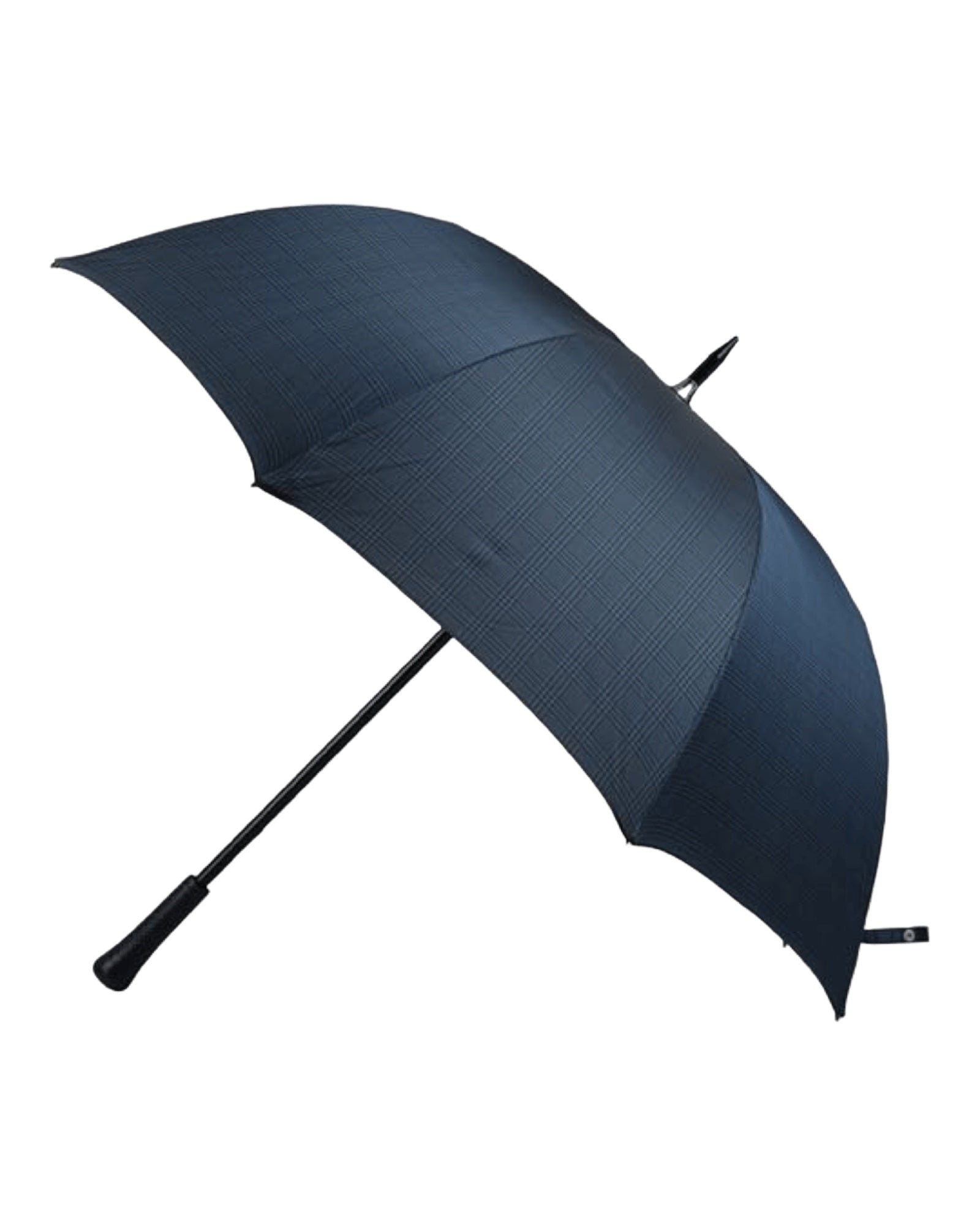 Leather Handle Long Umbrella - Blue Steel, Glen Plaid UMBRELLA