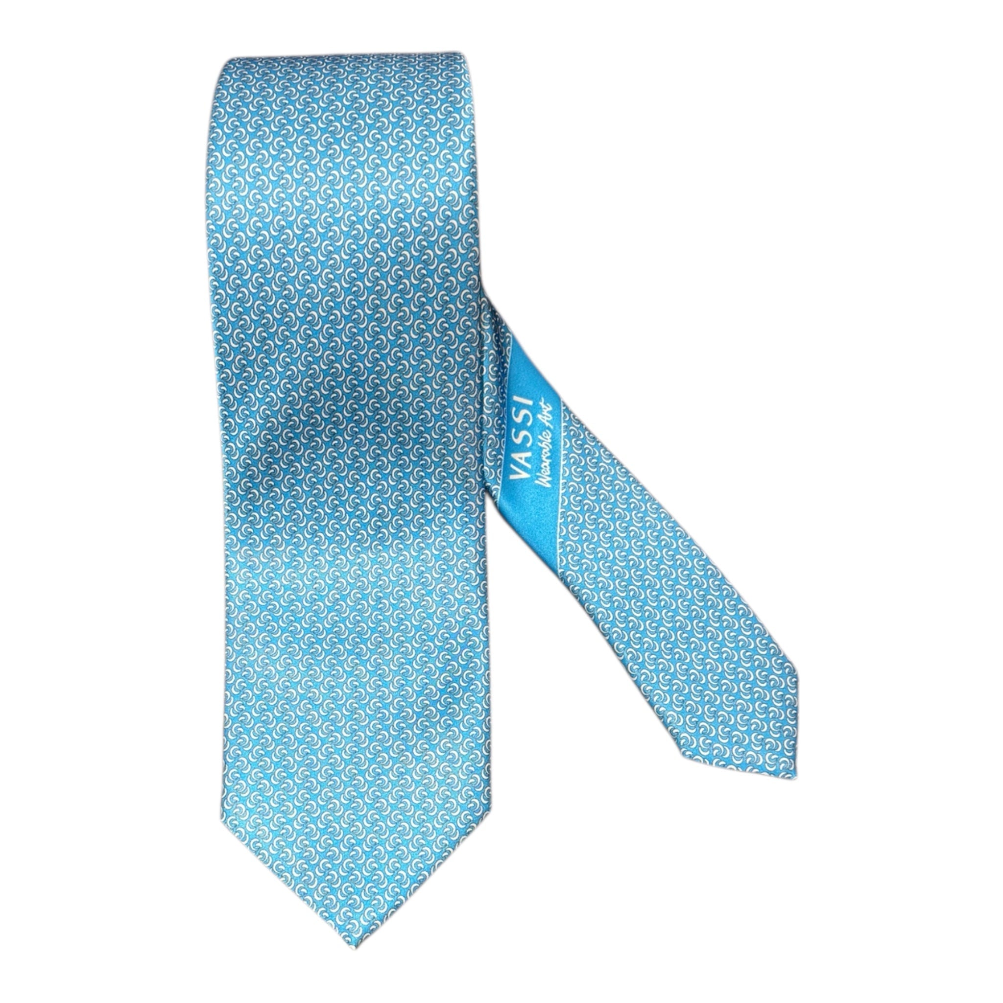 Light Blue Wave Pattern Seven Fold Tie TIES