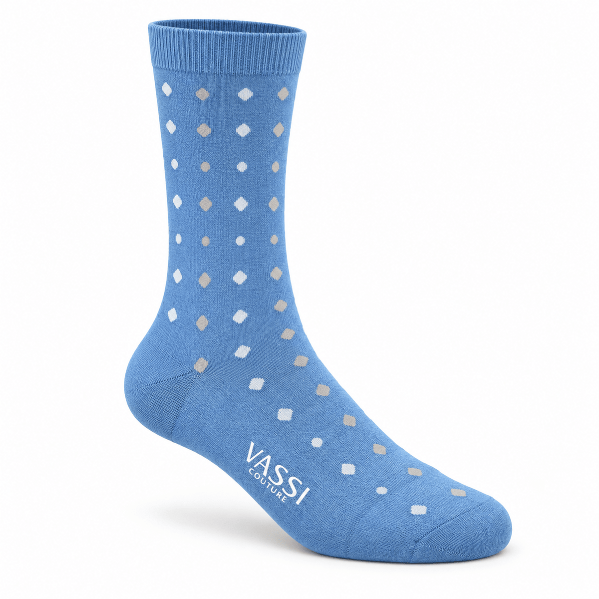 Light Blue with Grey Polka Dots - Comfort Socks Socks