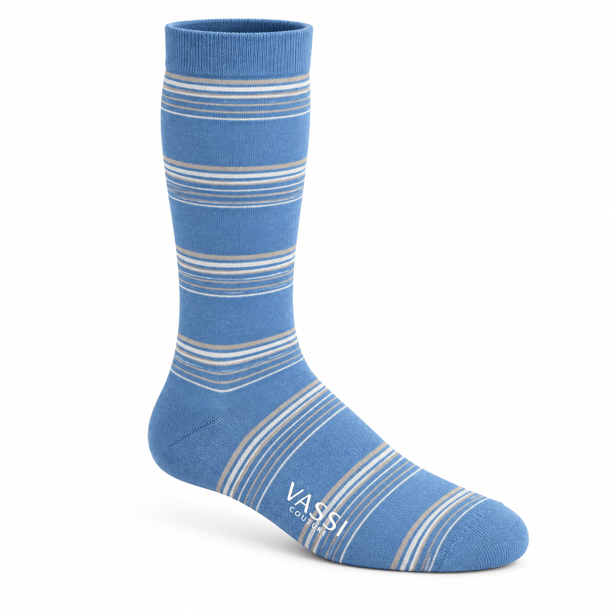 Light Blue with Taupe Horizontal Stripes Socks
