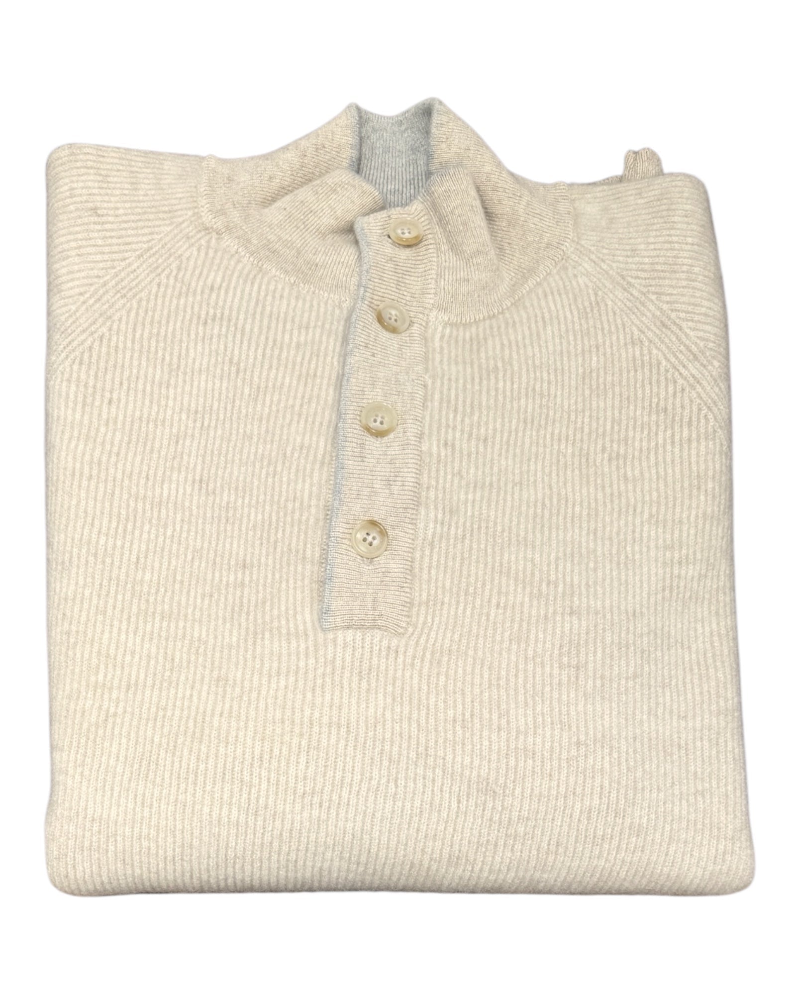 Light Natural Cashmere Quarter Button up Sweater SWEATERS50 EU