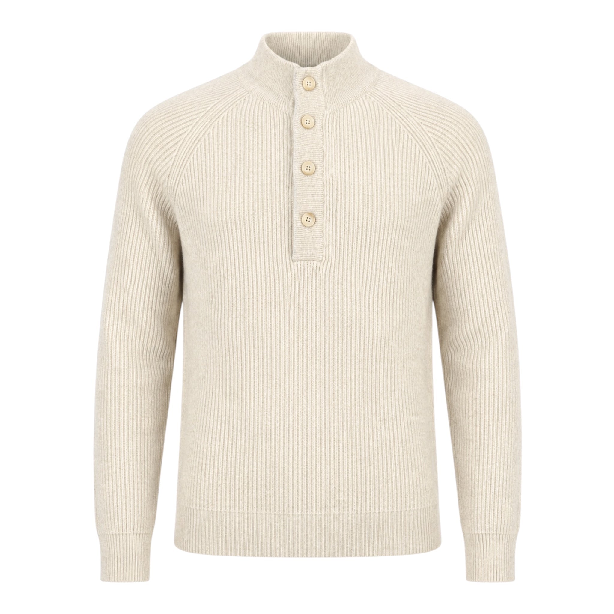 Light Natural Cashmere Quarter Button up Sweater SWEATERS50 EU