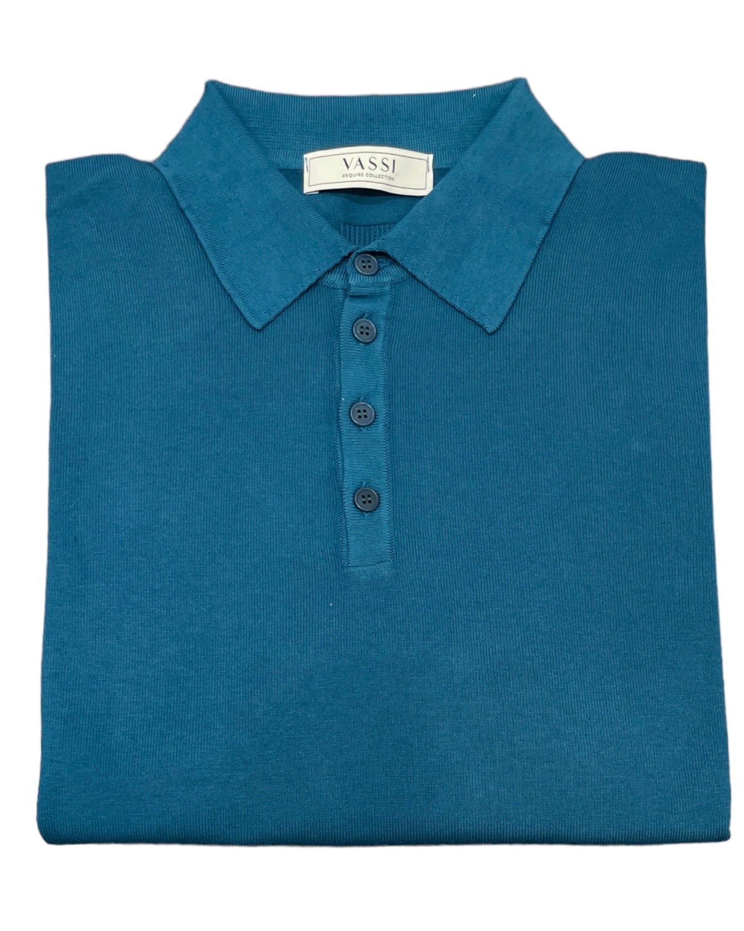 Long-Sleeve Cotton Polo - Dark Teal SWEATERSM