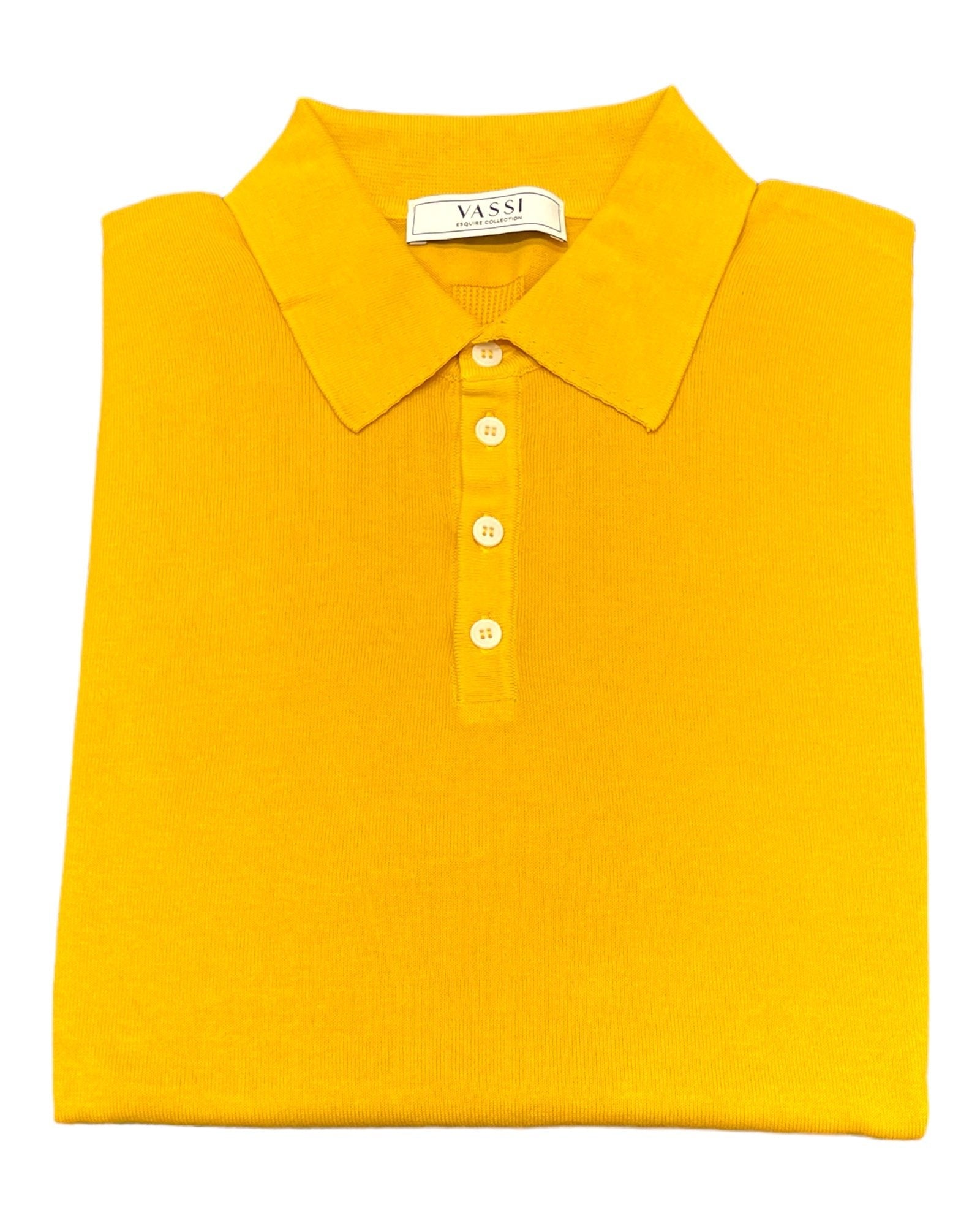 Long-Sleeve Cotton Polo - Saffron SWEATERSM