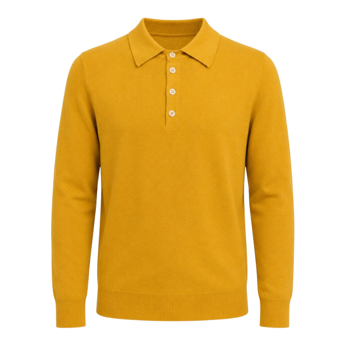 Long-Sleeve Cotton Polo - Saffron SWEATERSM