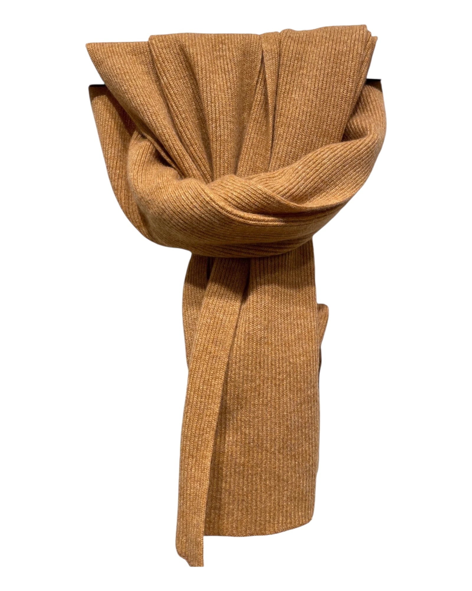 Luxurious Ribbed Cashmere Scarf - Caramel SCARVES