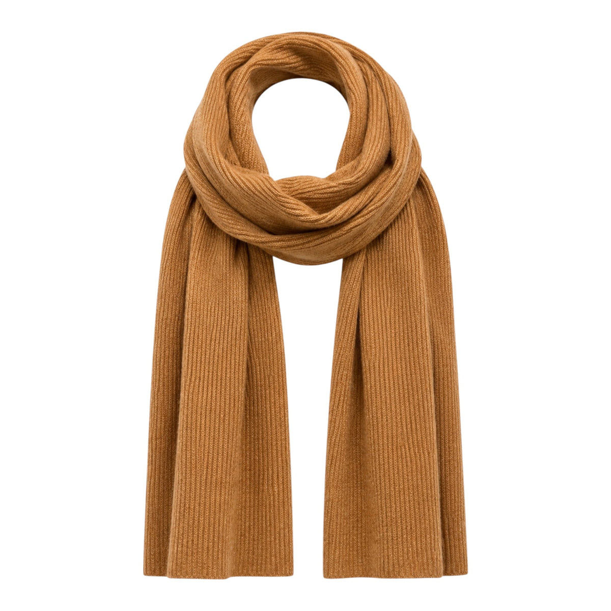 Luxurious Ribbed Cashmere Scarf -Caramel SCARVES