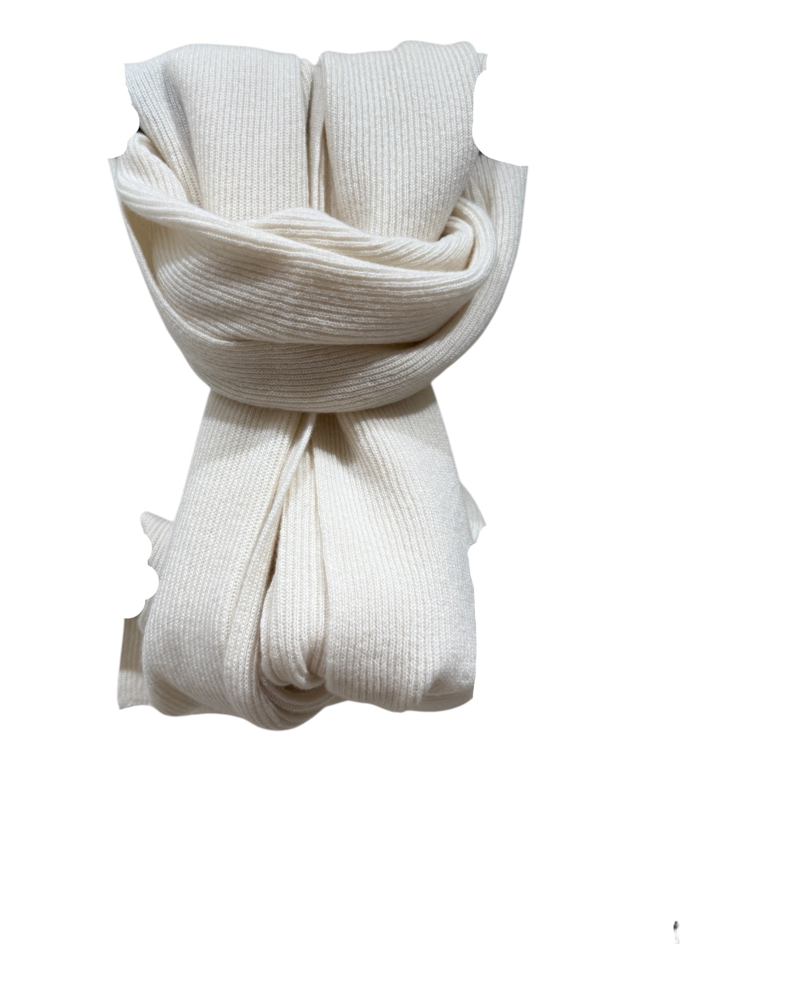 Luxurious Ribbed Cashmere Scarf - Ice White SCARVES
