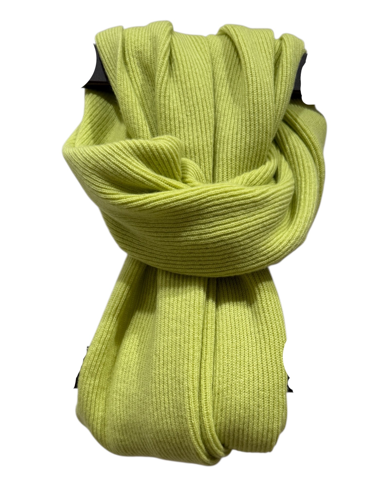 Luxurious Ribbed Cashmere Scarf - Lime SCARVES