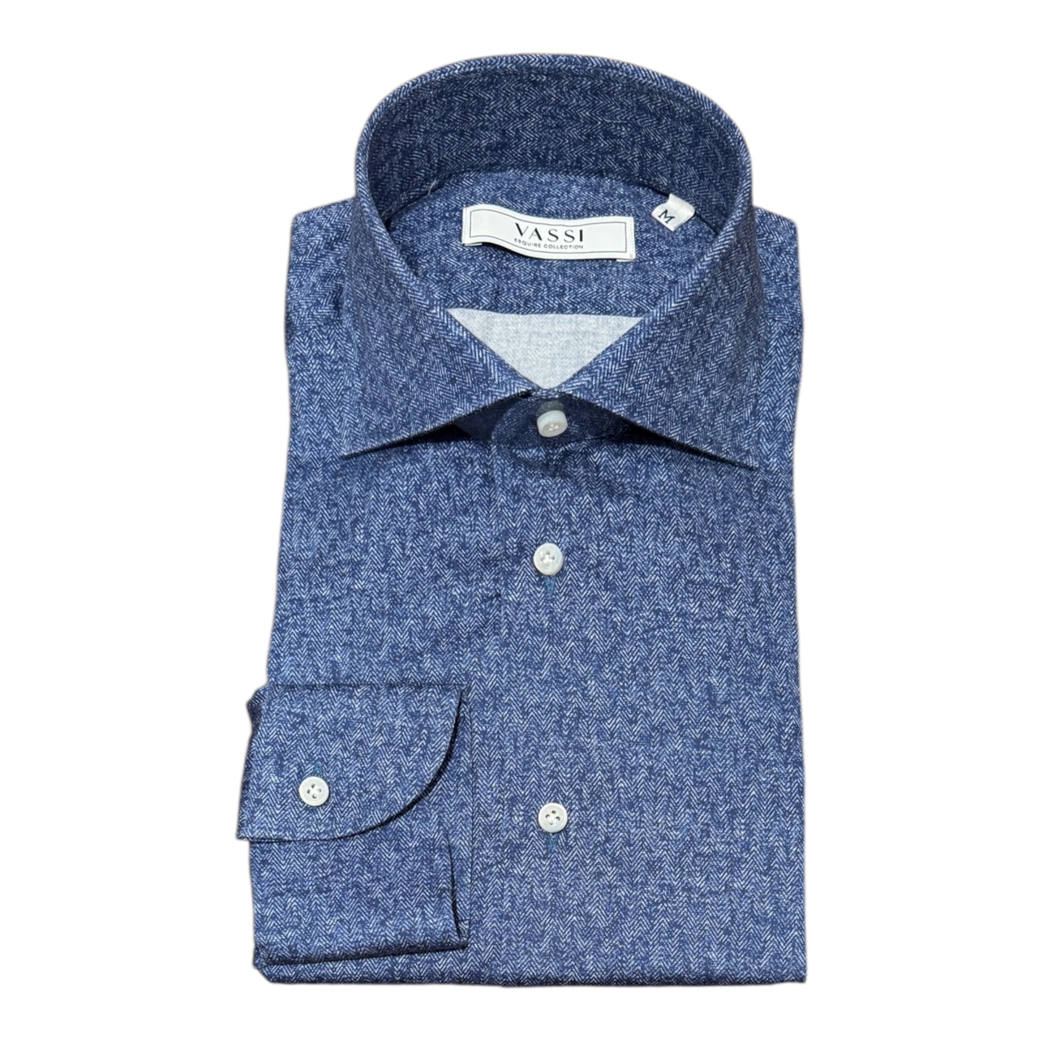 Mélange Brushed Cotton Shirt - Denim Blue SPORT SHIRTSM