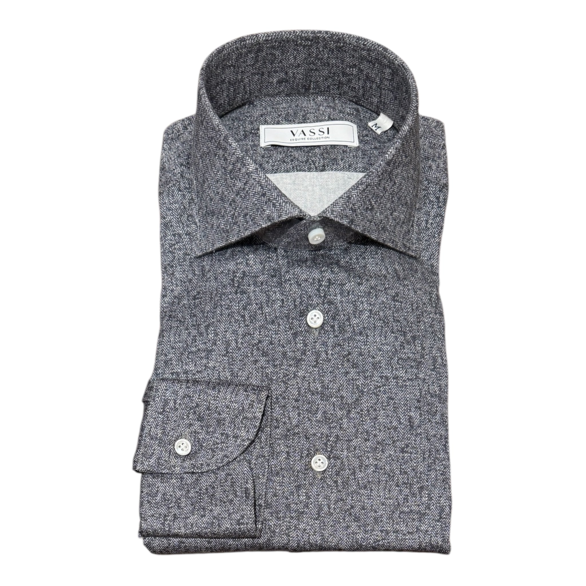 Mélange Brushed Cotton Shirt - Grey SPORT SHIRTSM