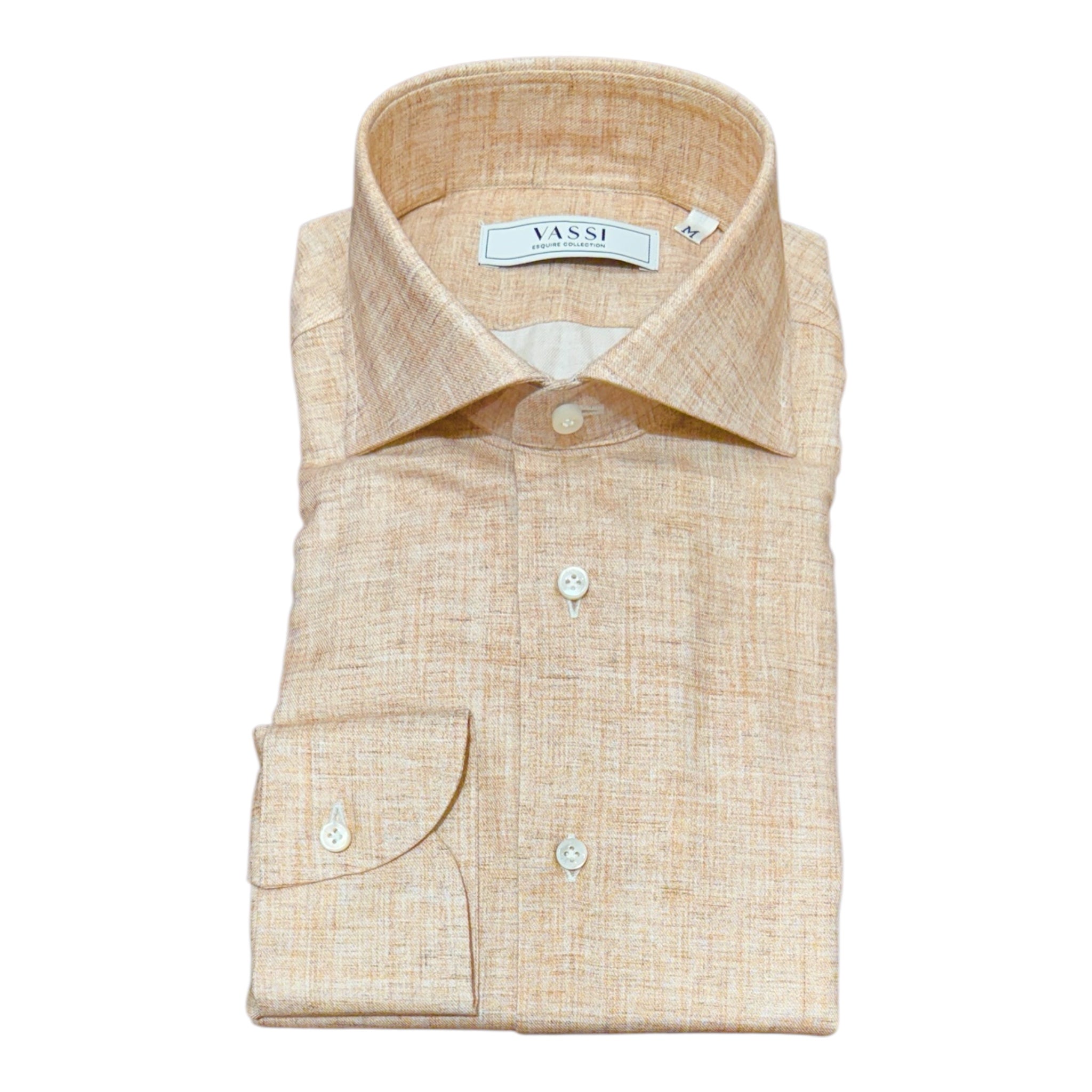 Mélange Brushed Cotton Shirt - Salmon SPORT SHIRTSM