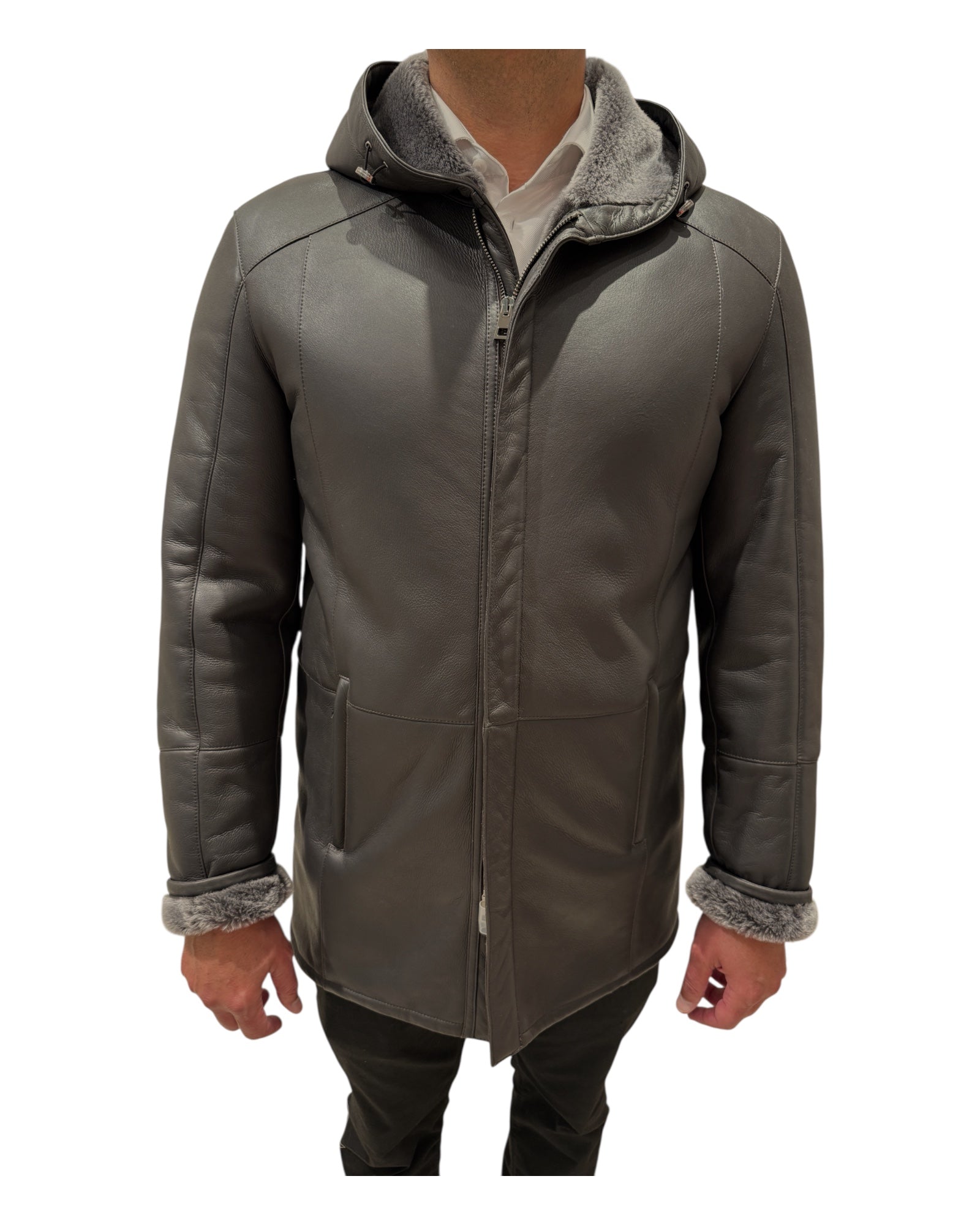 Merino Shearling Jacket with Hood - Moka OUTERWEAR50 EU