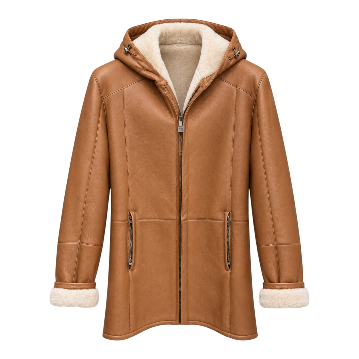 Merino Shearling Jacket with Hood- Whisky OUTERWEAR48 EU