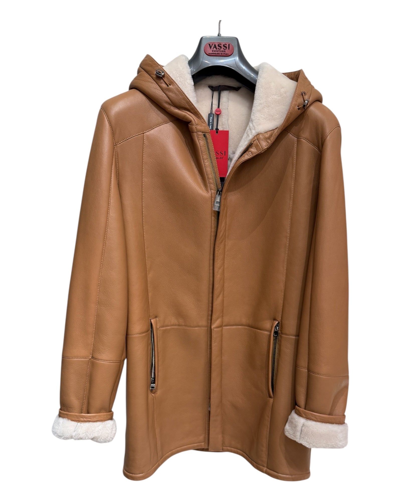 Merino Shearling Jacket with Hood - Whisky OUTERWEAR48 EU