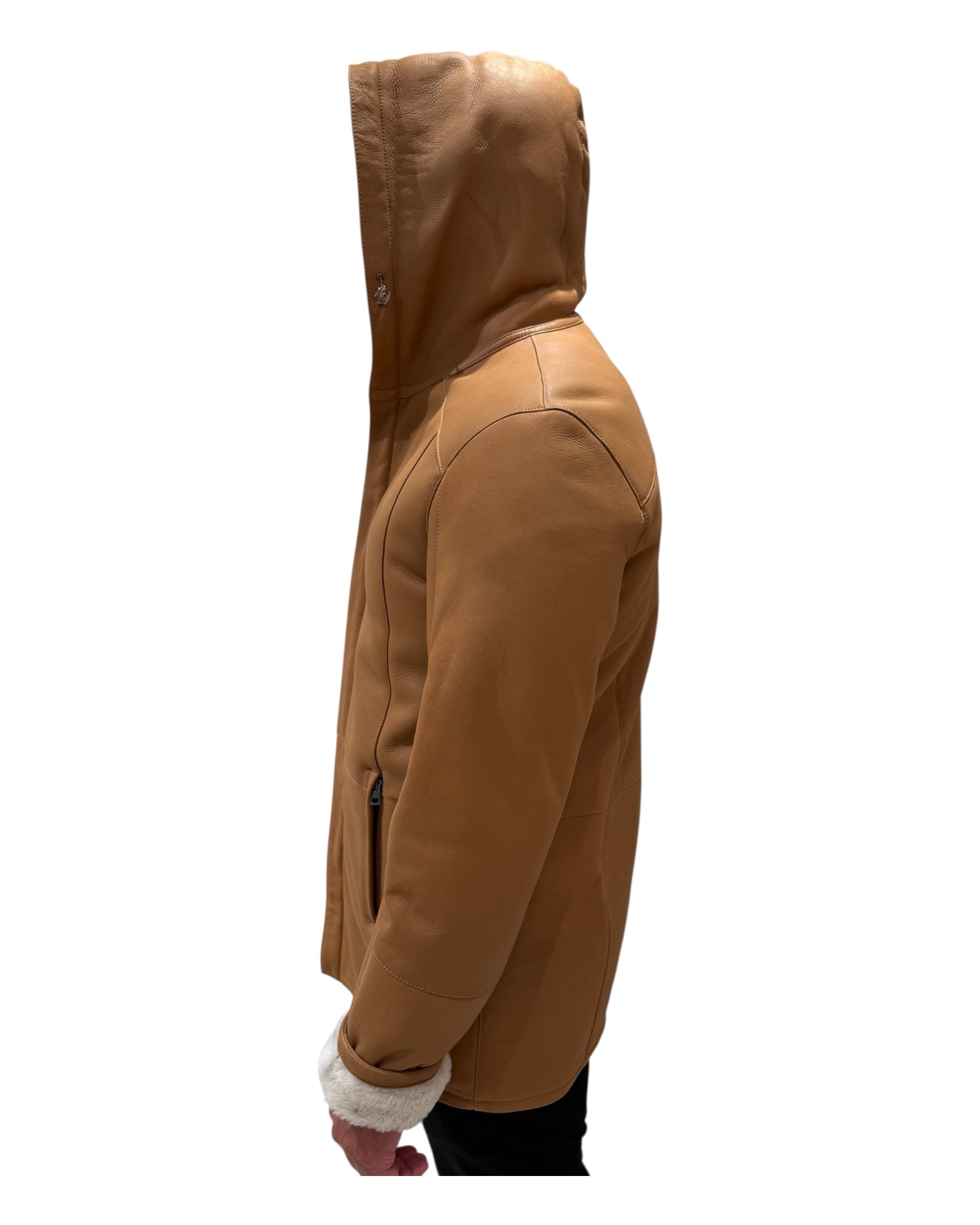Merino Shearling Jacket with Hood - Whisky OUTERWEAR48 EU