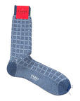 Merino Wool Grid-Patterned Socks SocksBlue/Grey