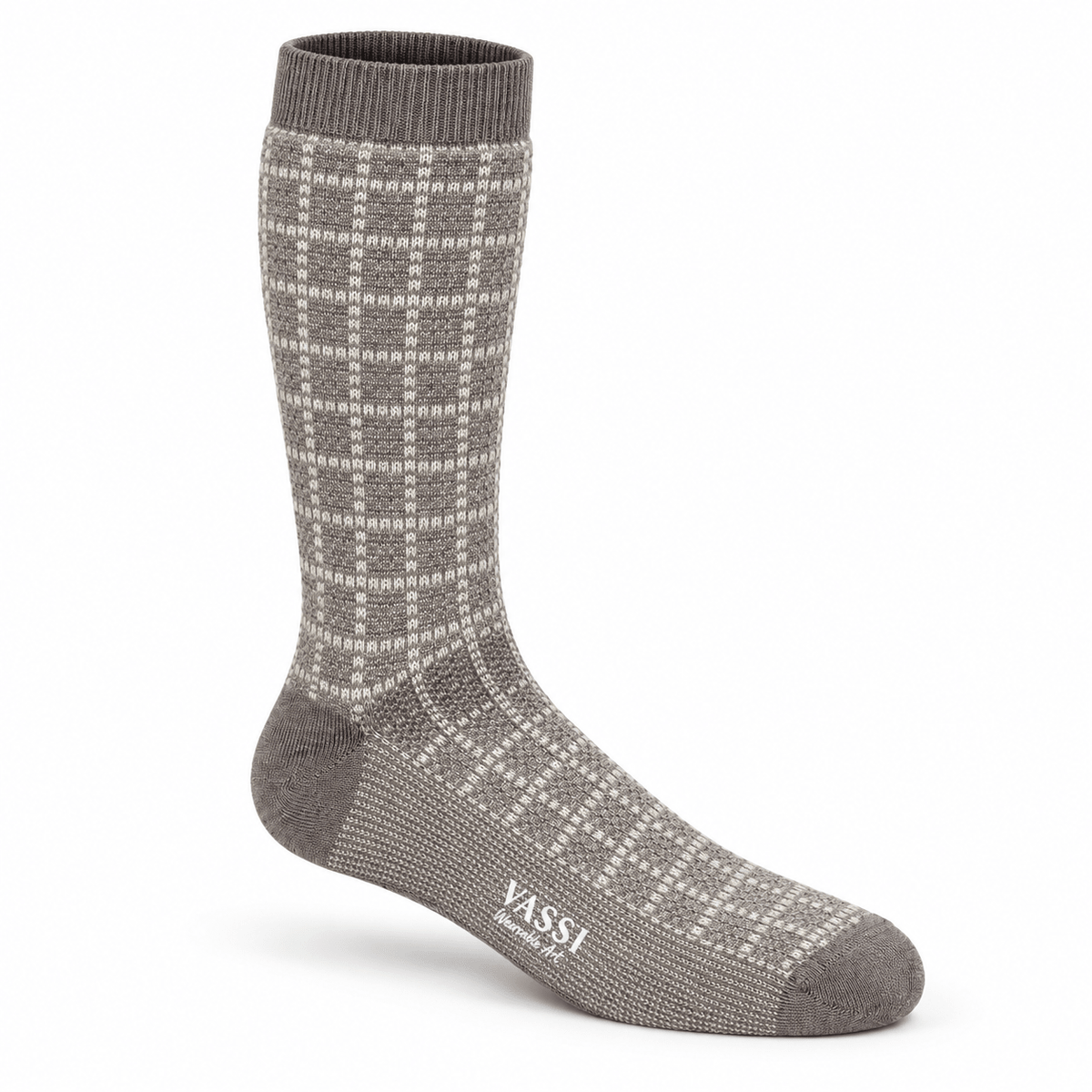 Merino Wool Grid-Patterned Socks SocksBrown/Sand