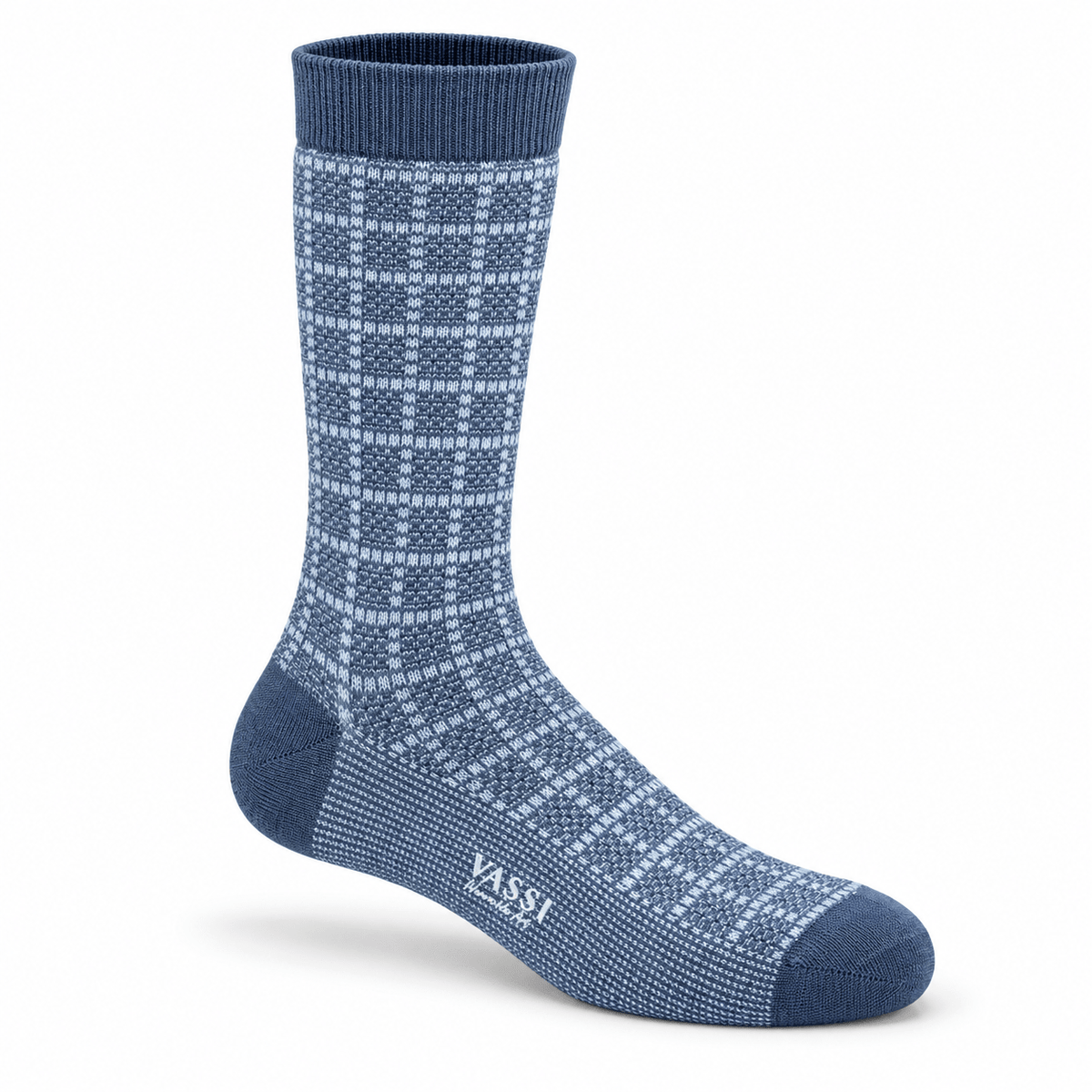Merino Wool Grid-Patterned Socks SocksBlue/Grey