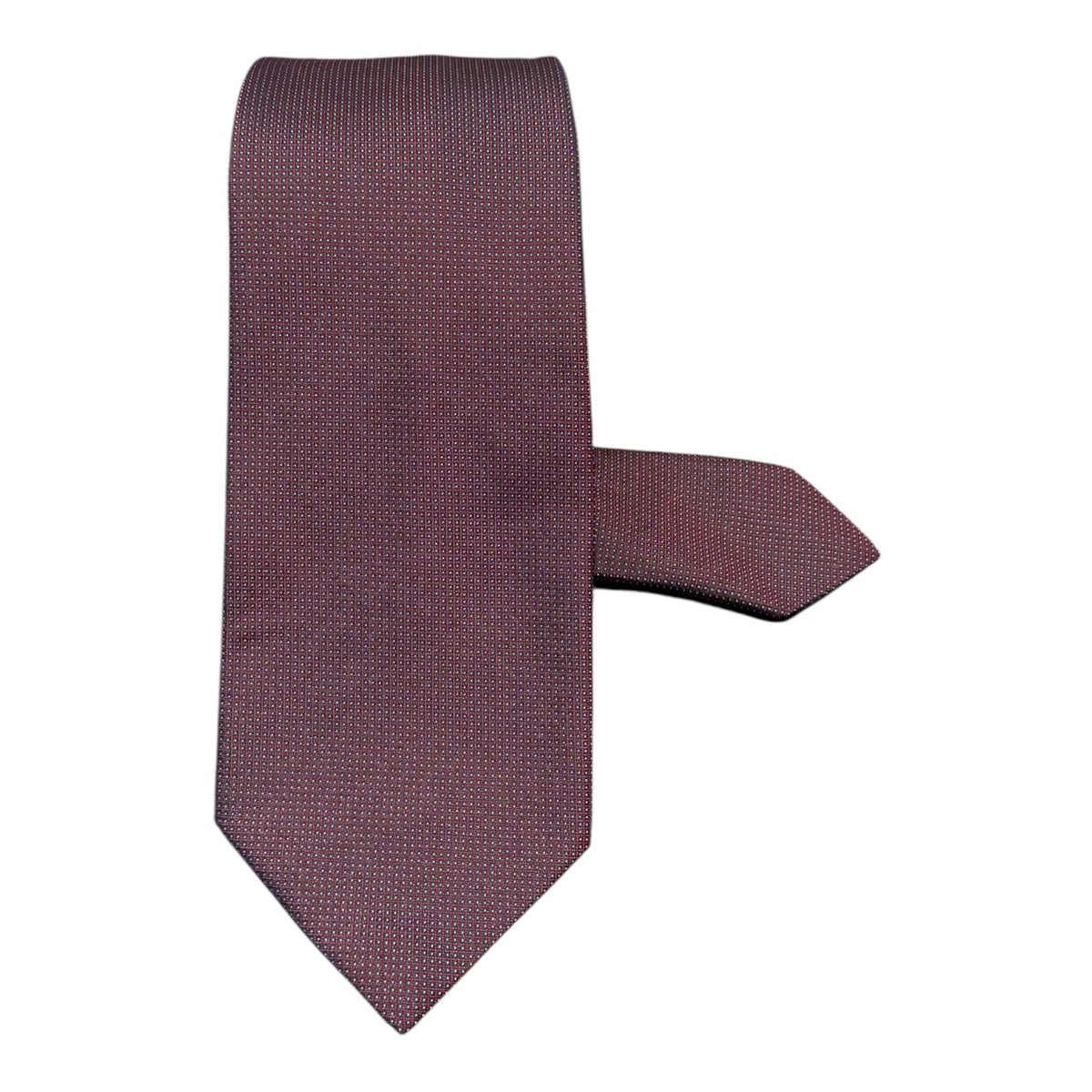 Micro Dot Seven Fold Silk Tie - Burgundy TIES