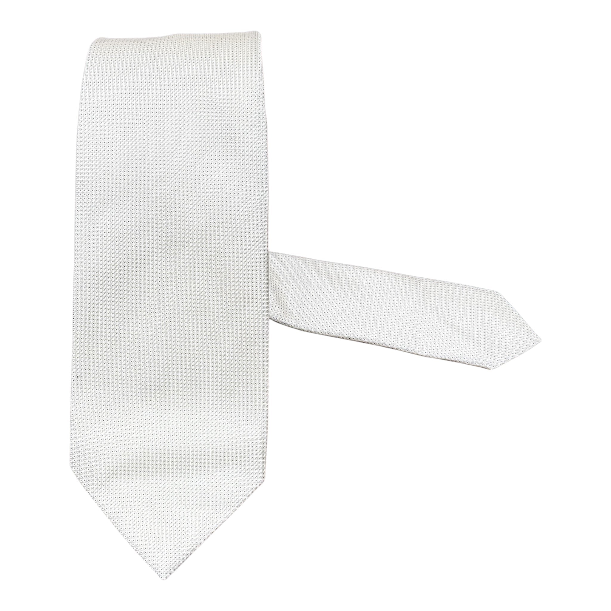 Micro Dot Seven Fold Silk Tie - Off White TIES