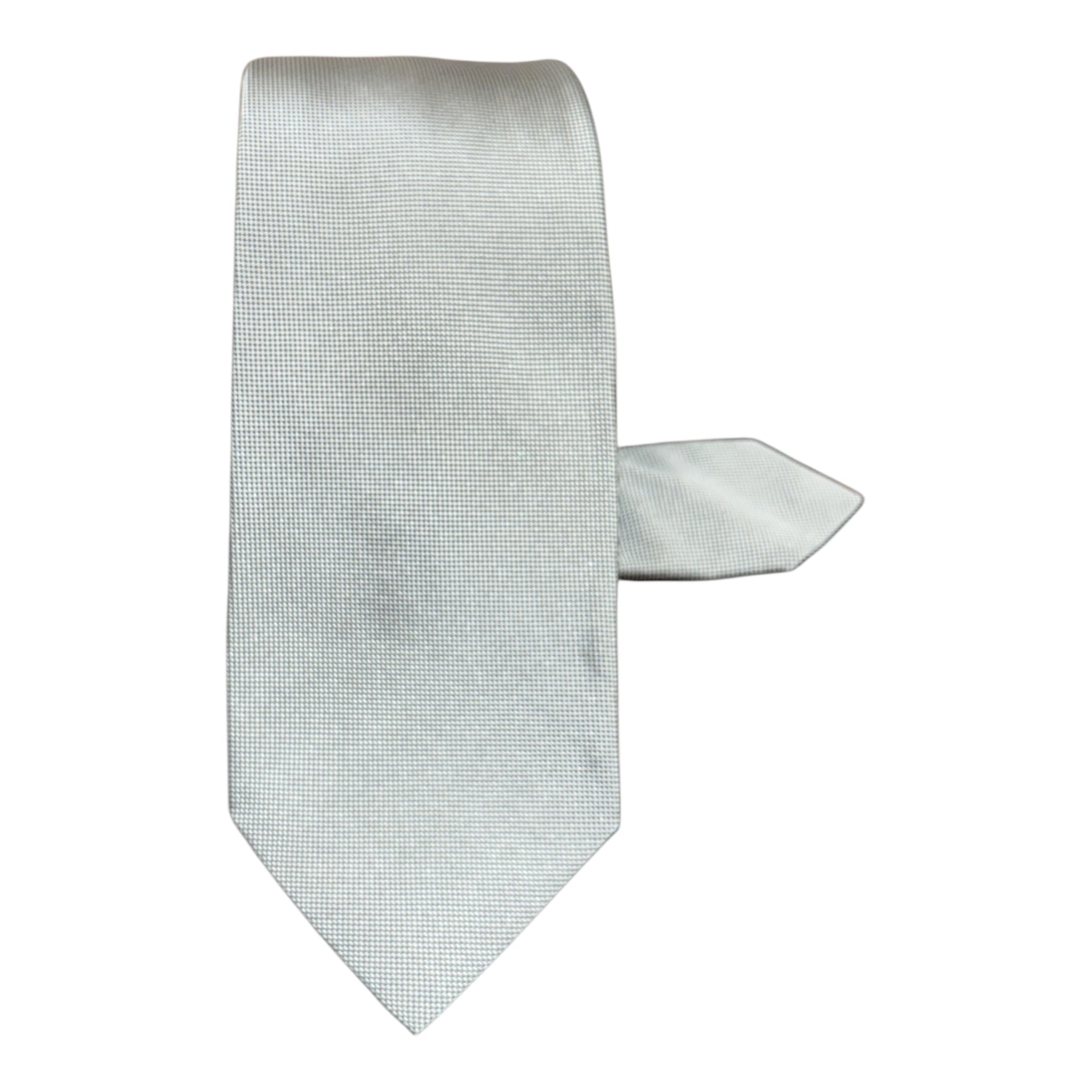 Micro Dot Seven Fold Silk Tie - Silver TIES