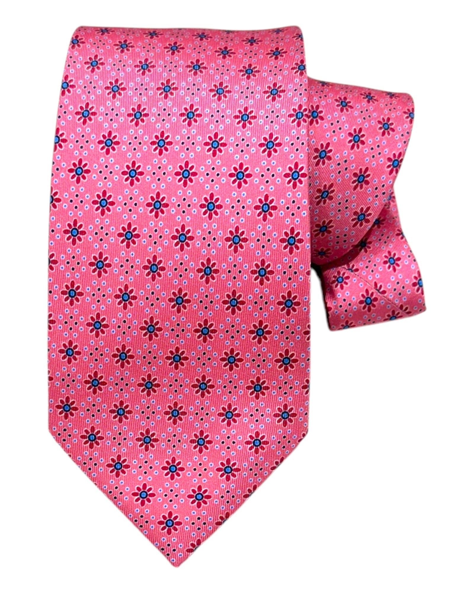 Micro Floral Seven - Fold Silk Tie - Pink TIES