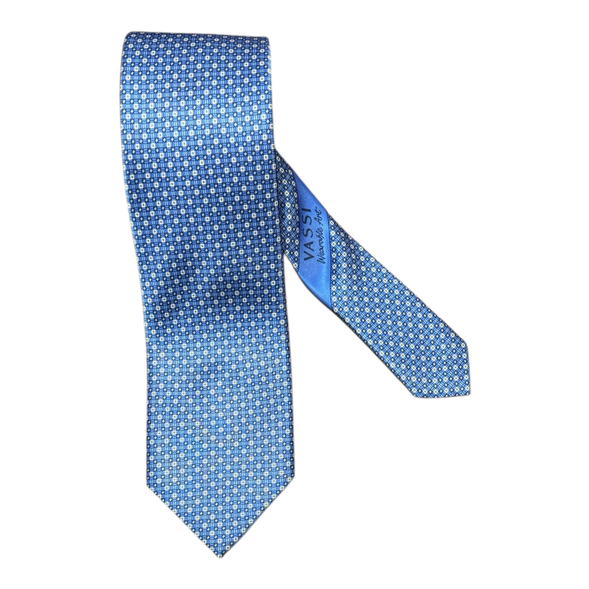 Micro Geometric Seven Fold Tie - Blue TIES