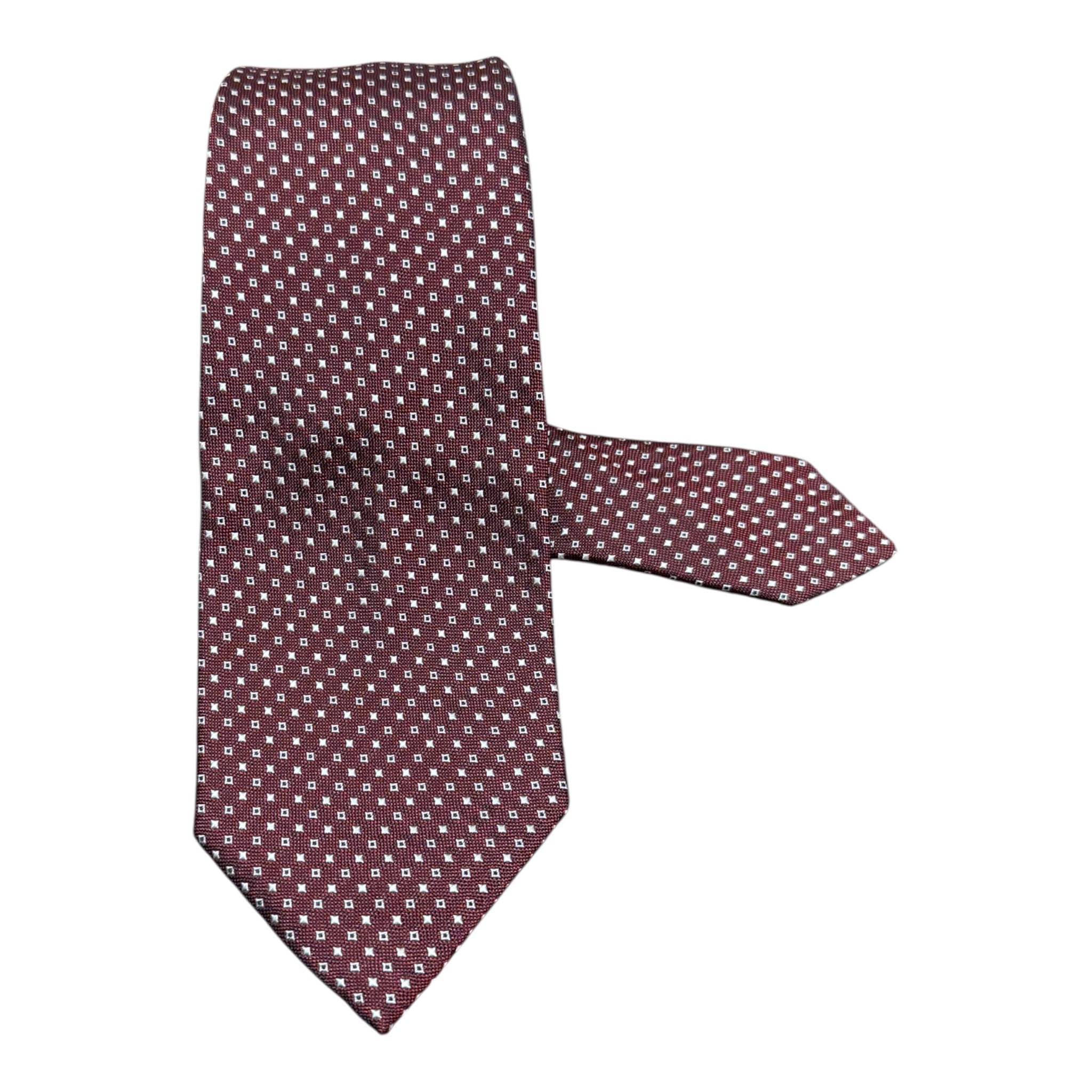 Micro - Neat Seven Fold Silk Tie - Burgundy TIES