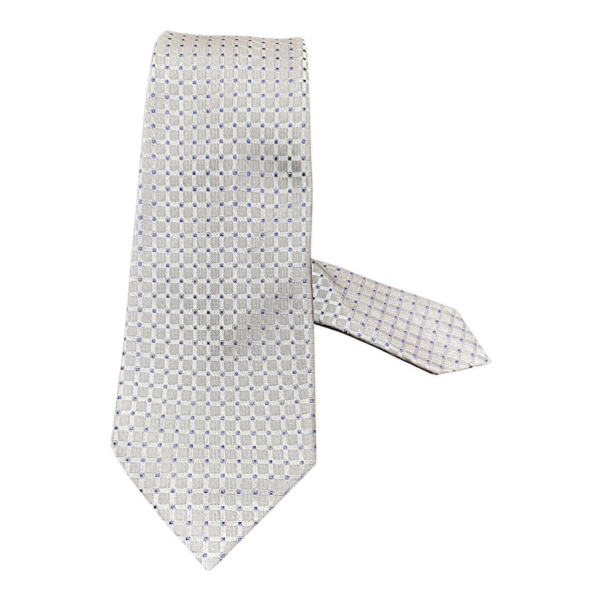 Mini - Chain Seven Fold Silk Tie - Silver TIES