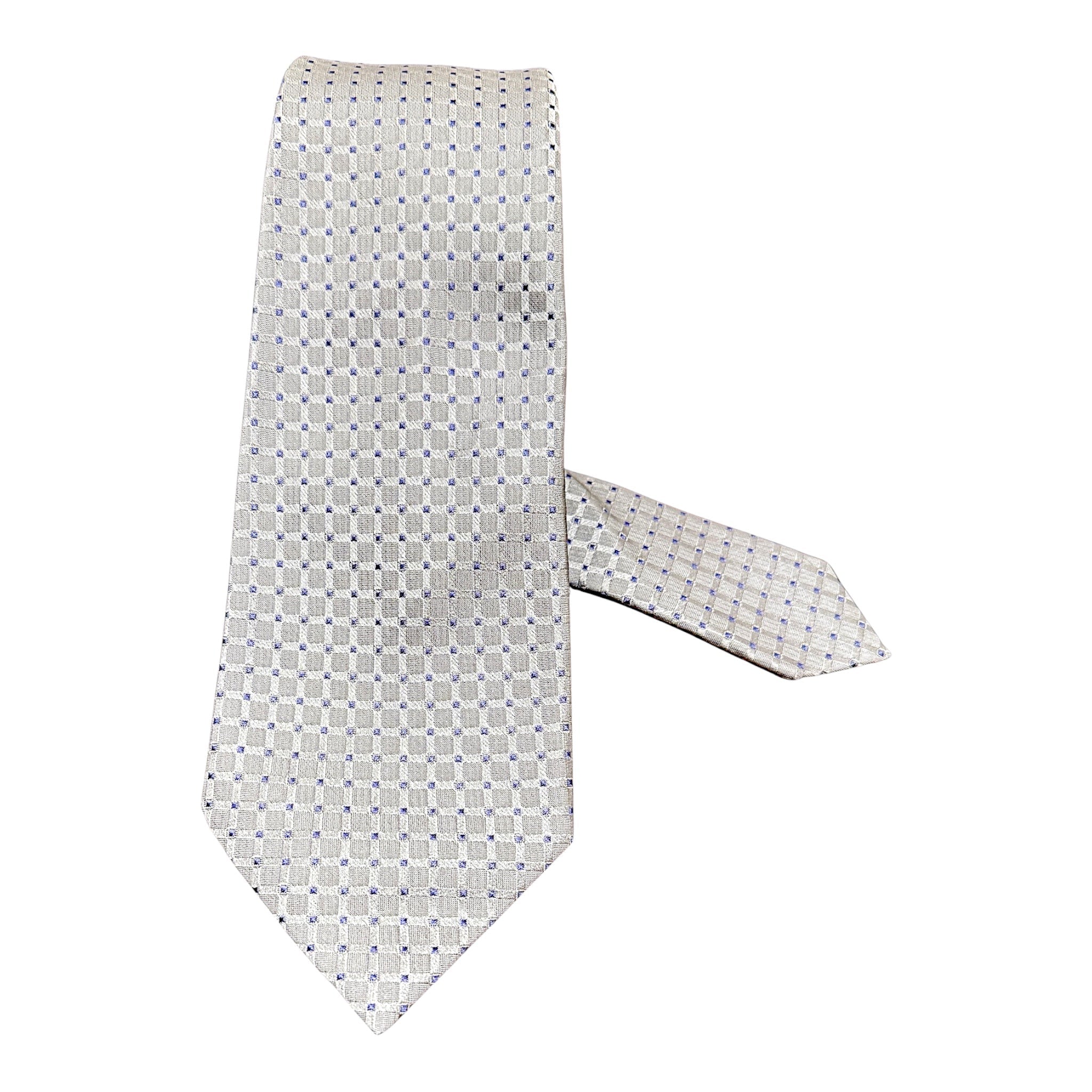 Mini - Chain Seven Fold Silk Tie - Silver TIES