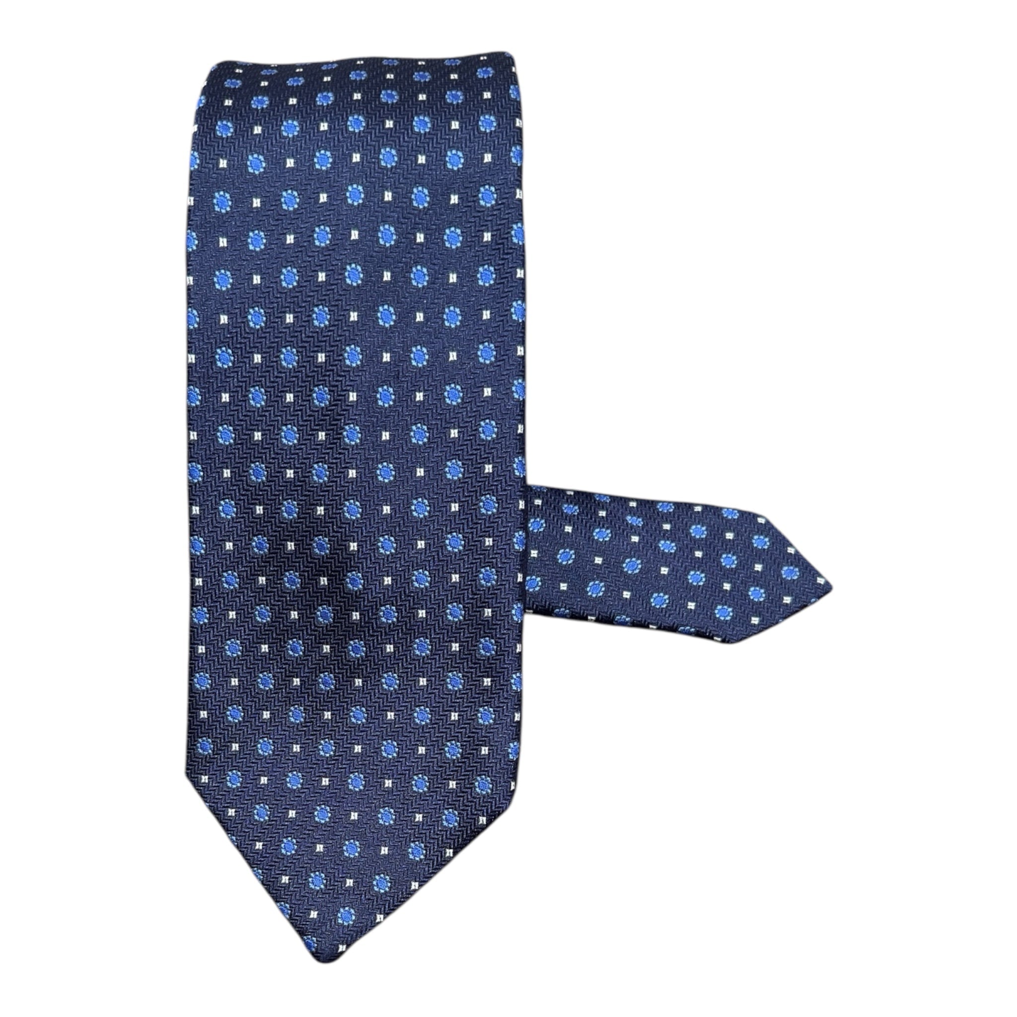 Mini - Circle Seven Fold Silk Tie - Blue TIES