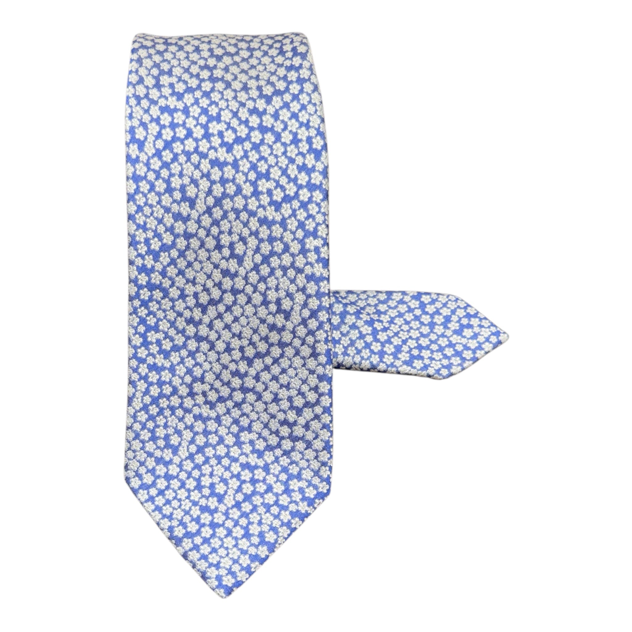 Mini Floral Seven Fold Silk Tie - Blue TIES