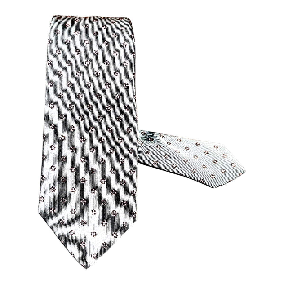 Mini - Floral Seven Fold Silk Tie - Grey TIES
