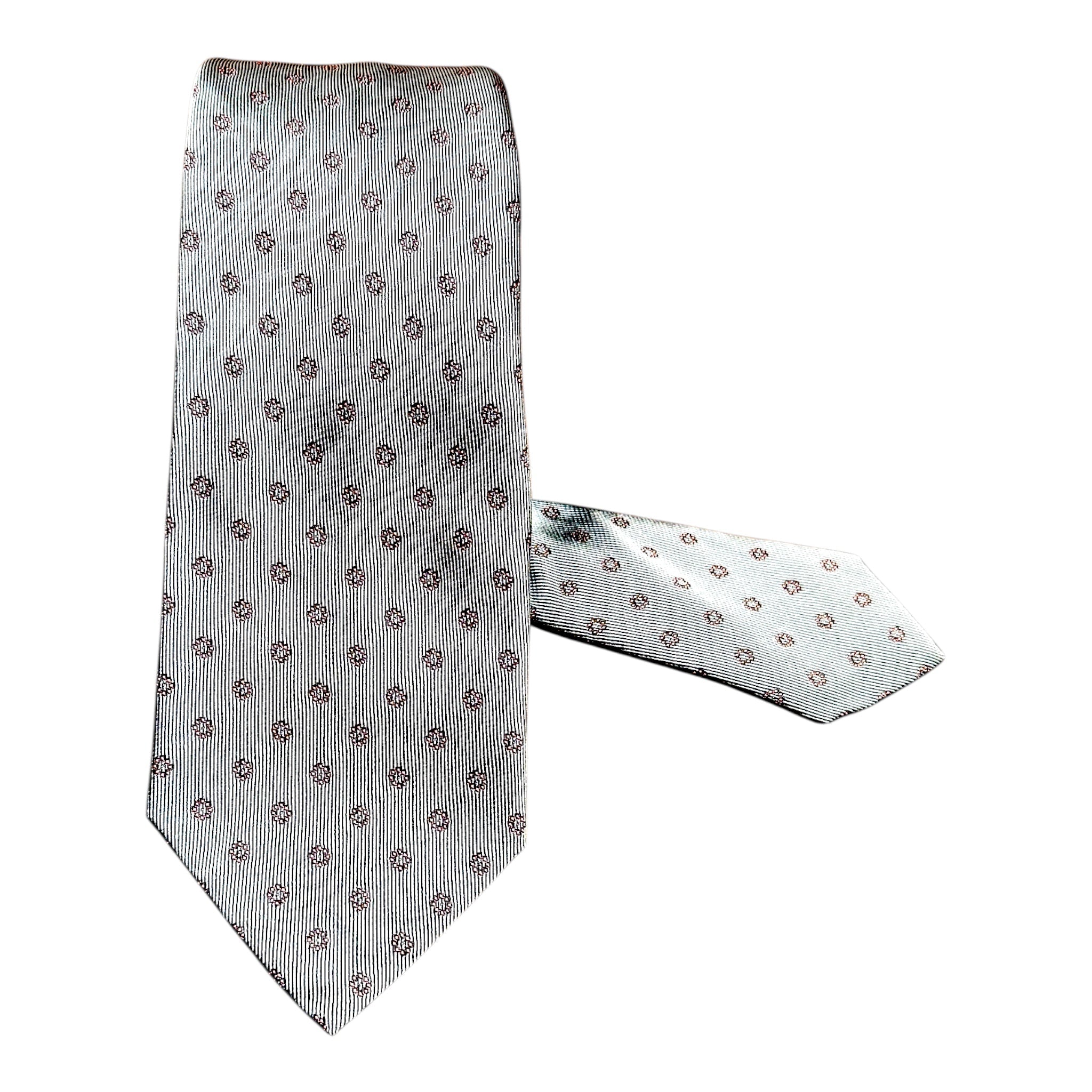 Mini - Floral Seven Fold Silk Tie - Grey TIES