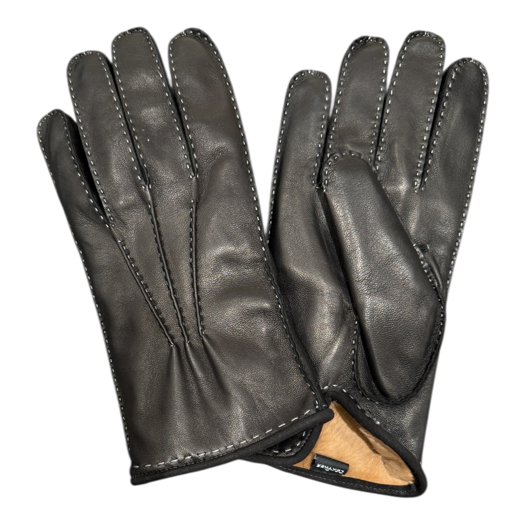 Nappa Leather Gloves with Mink Lining - Black Glove8 1/2