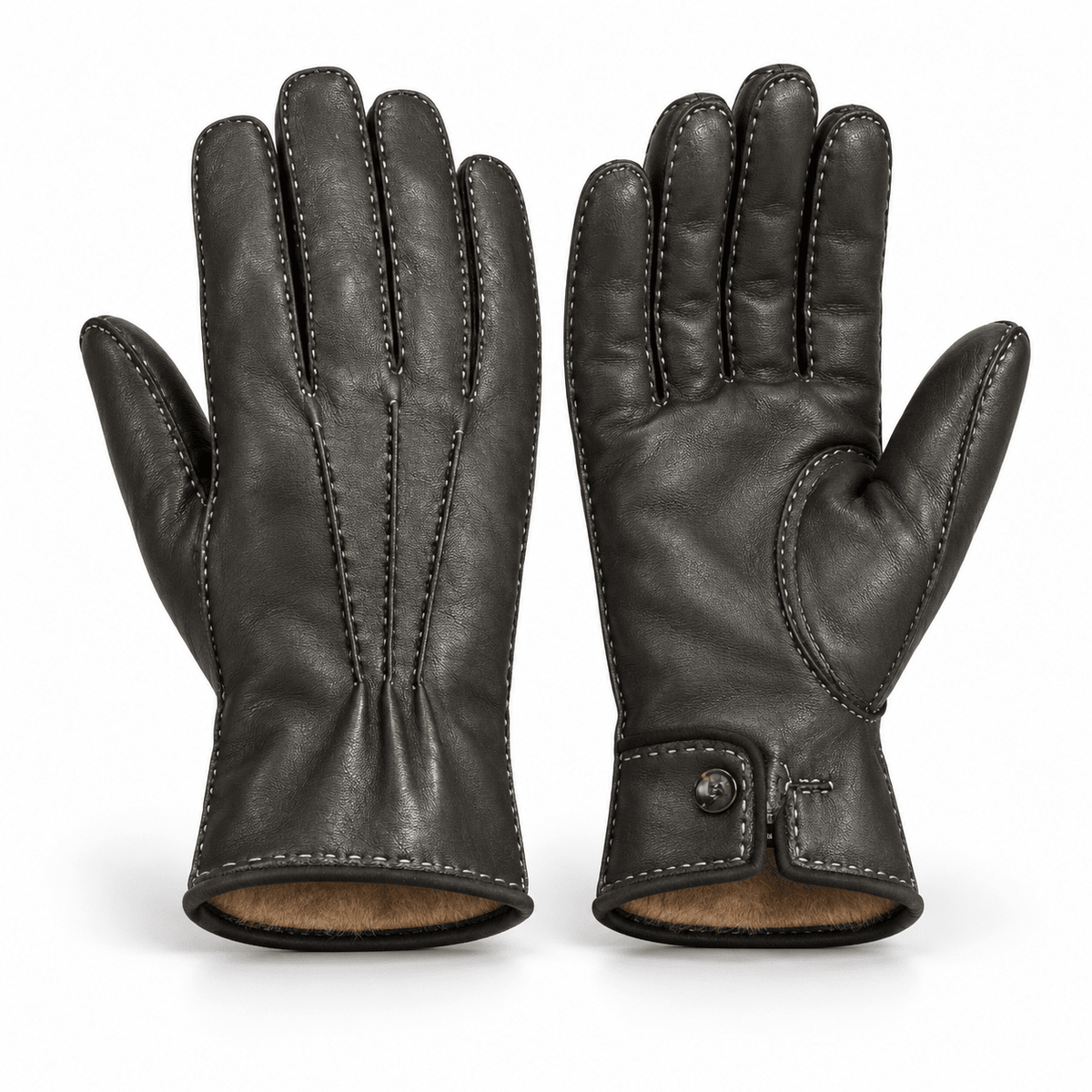 Nappa Leather Gloves with Mink Lining - Black Glove8 1/2