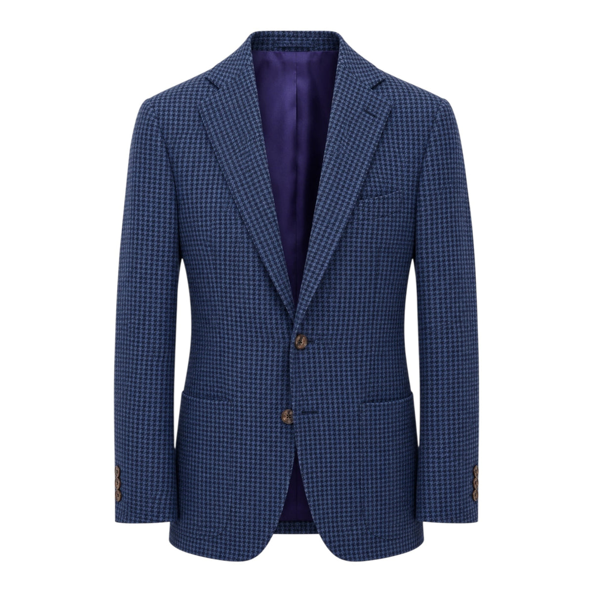Navy Blue Houndstooth Jersey Blazer - Loro Piana Wool Attitude JACKETS38S