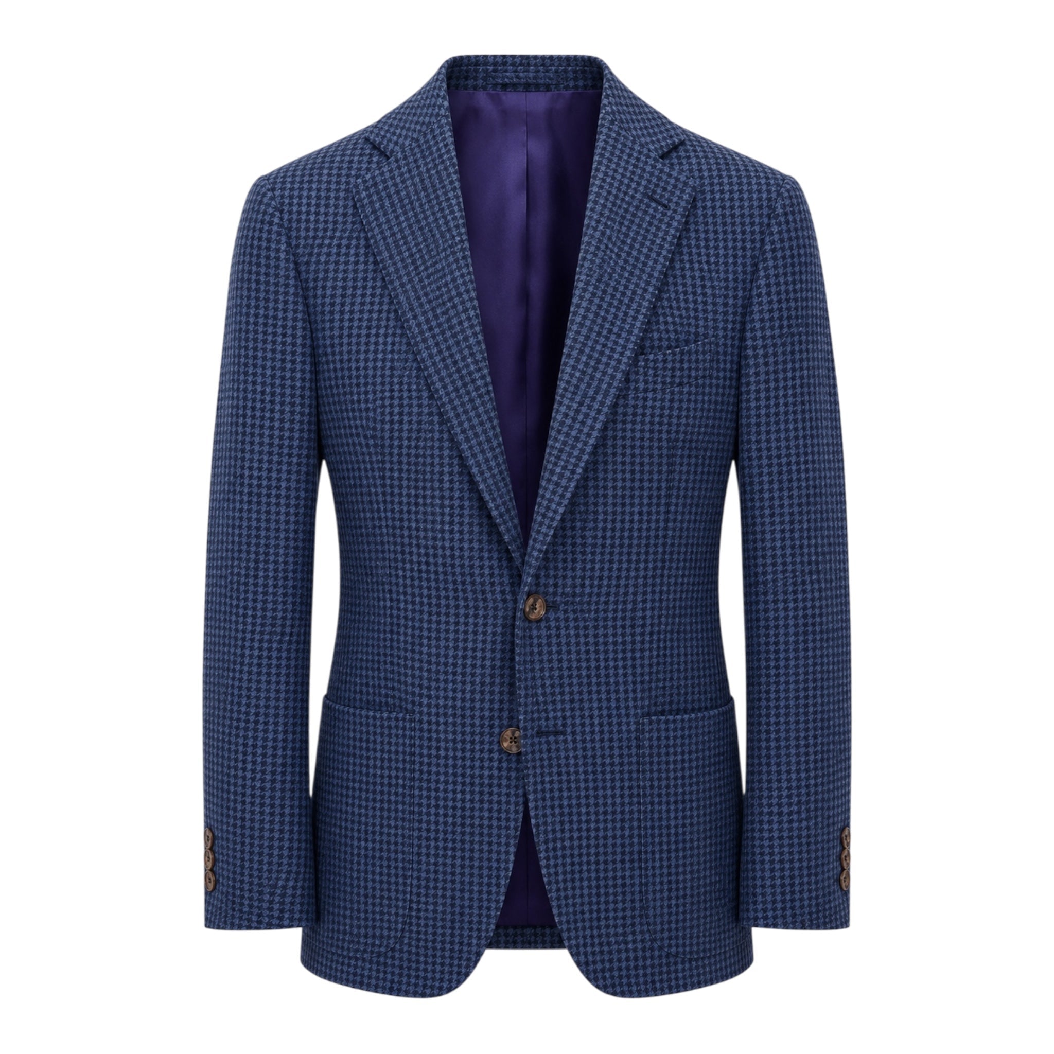 Navy Blue Houndstooth Jersey Blazer - Loro Piana Wool Attitude JACKETS38S